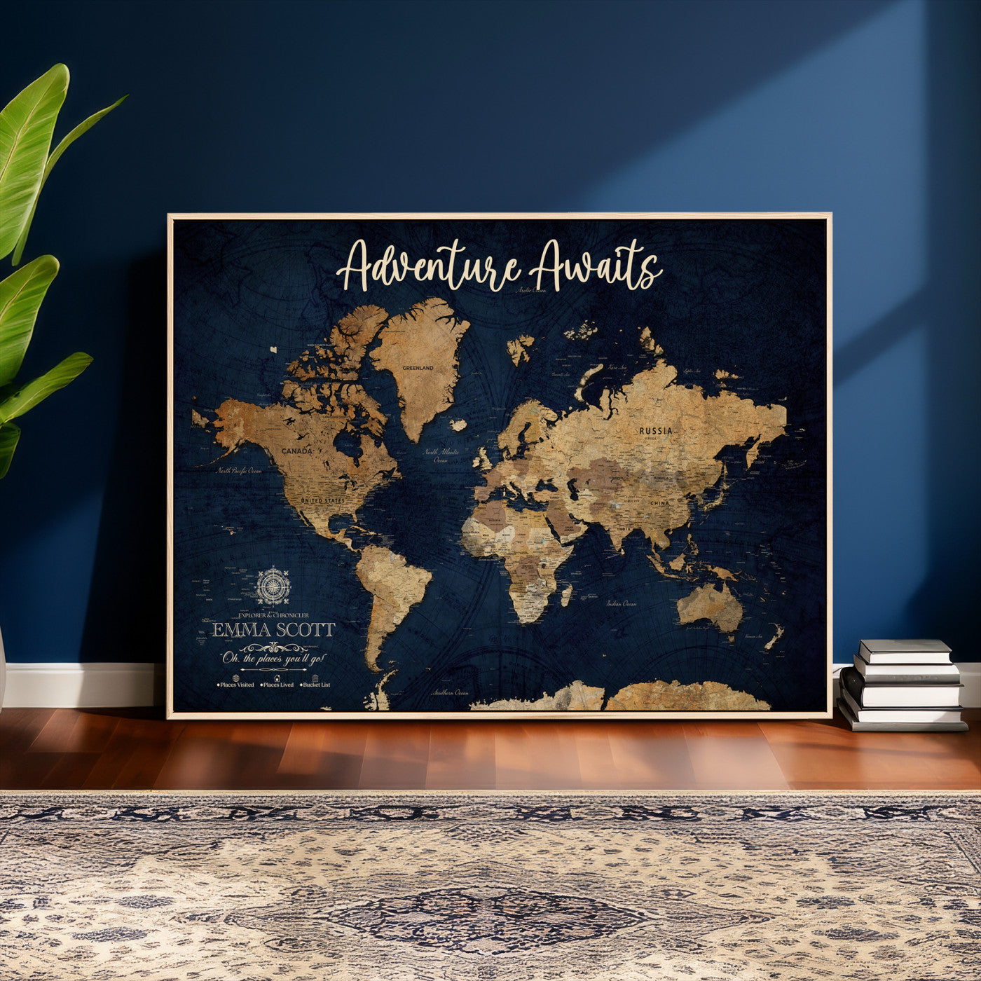 44399597-MGV-CV-36X24 - Custom Push Pin World Map Canvas Print – Personalized Travel Map Wall Art