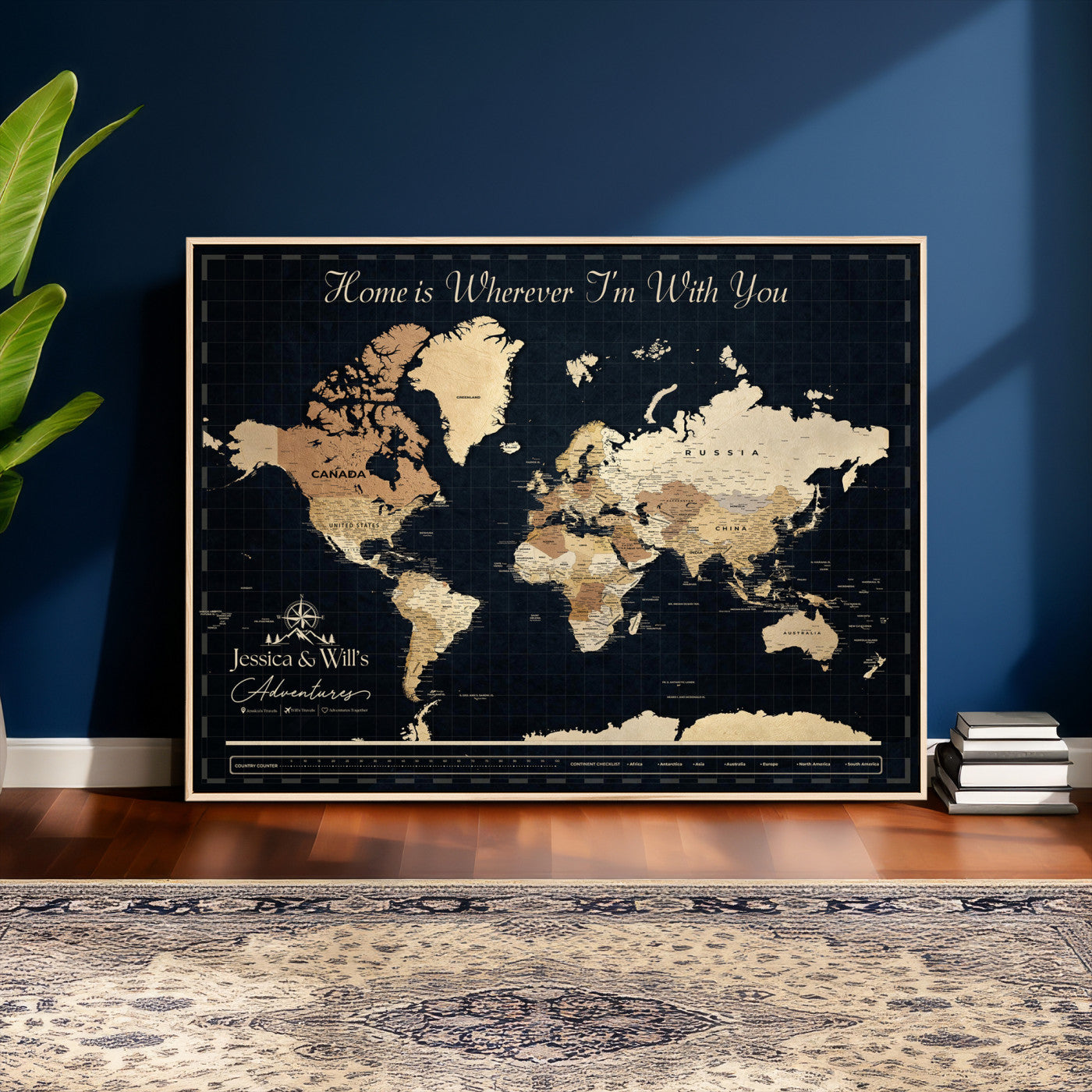 83786806-MGV-CV-36X24 - Custom Push Pin World Map Canvas Print – Personalized Travel Map Wall Art