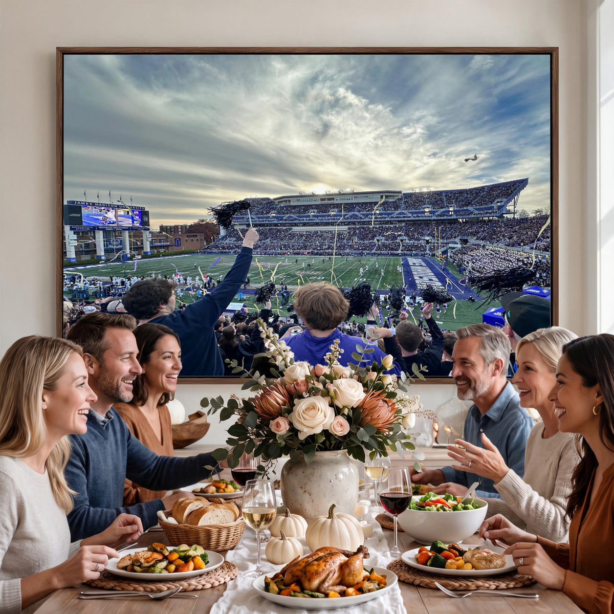 400867JMU-MGV-CV-36X24 - JMU Stadium Wall Art Canvas Print for Game Room Decor - James Madison University Stadium