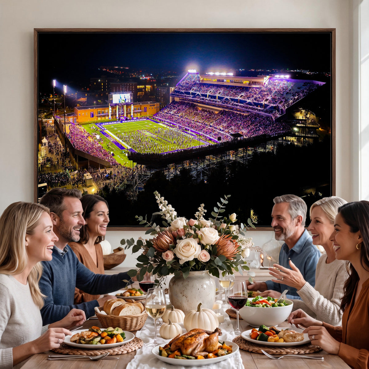 400867JMU2-MGV-CV-36X24 - JMU Stadium Wall Art Canvas Print for Game Room Decor - James Madison University Stadium