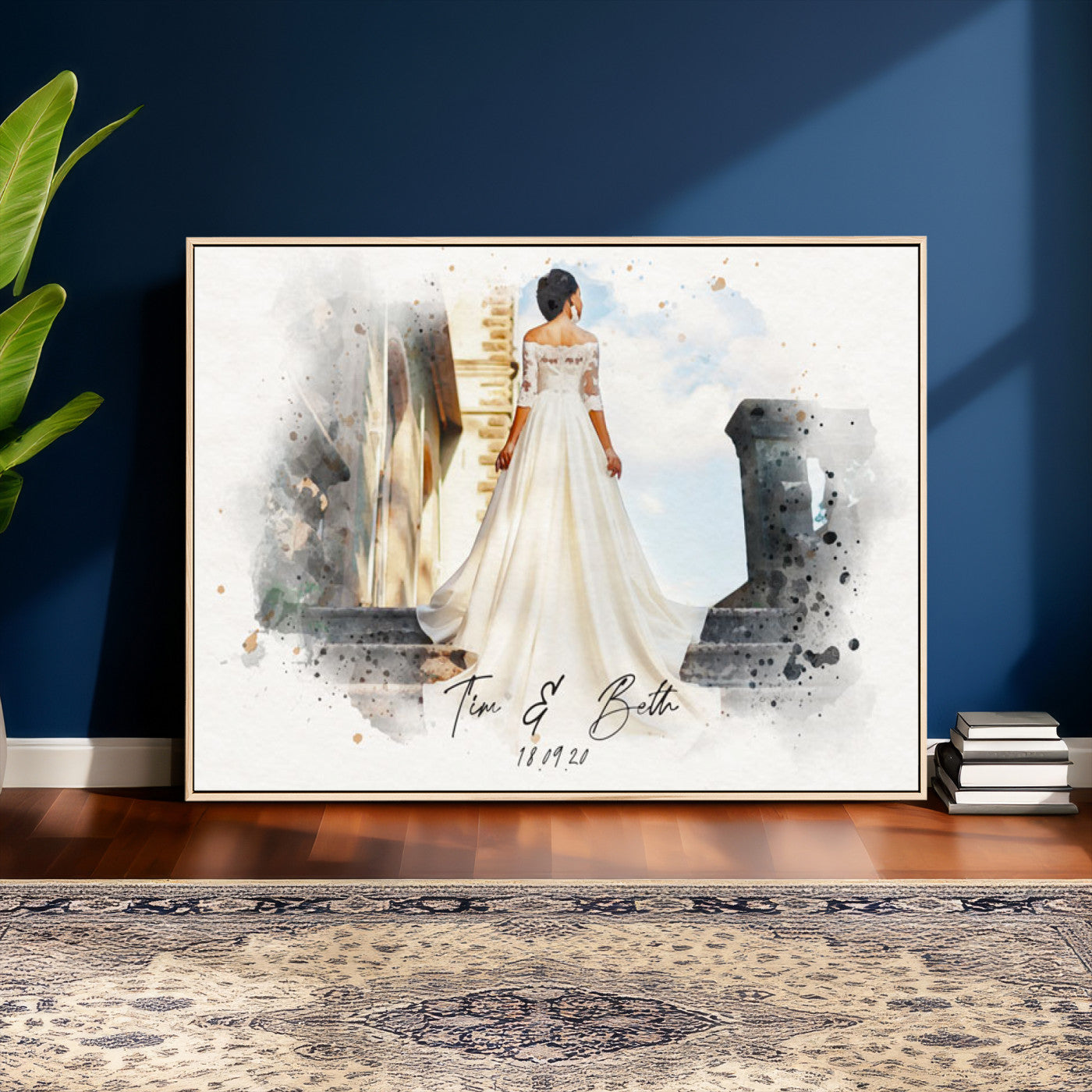 22778251-MGV-CV-36X24 - Watercolor Couple Portrait from Photo, Custom Wedding Anniversary Gift for Wife Husband Parents, Engagement Gift for Friend, Custom Gift