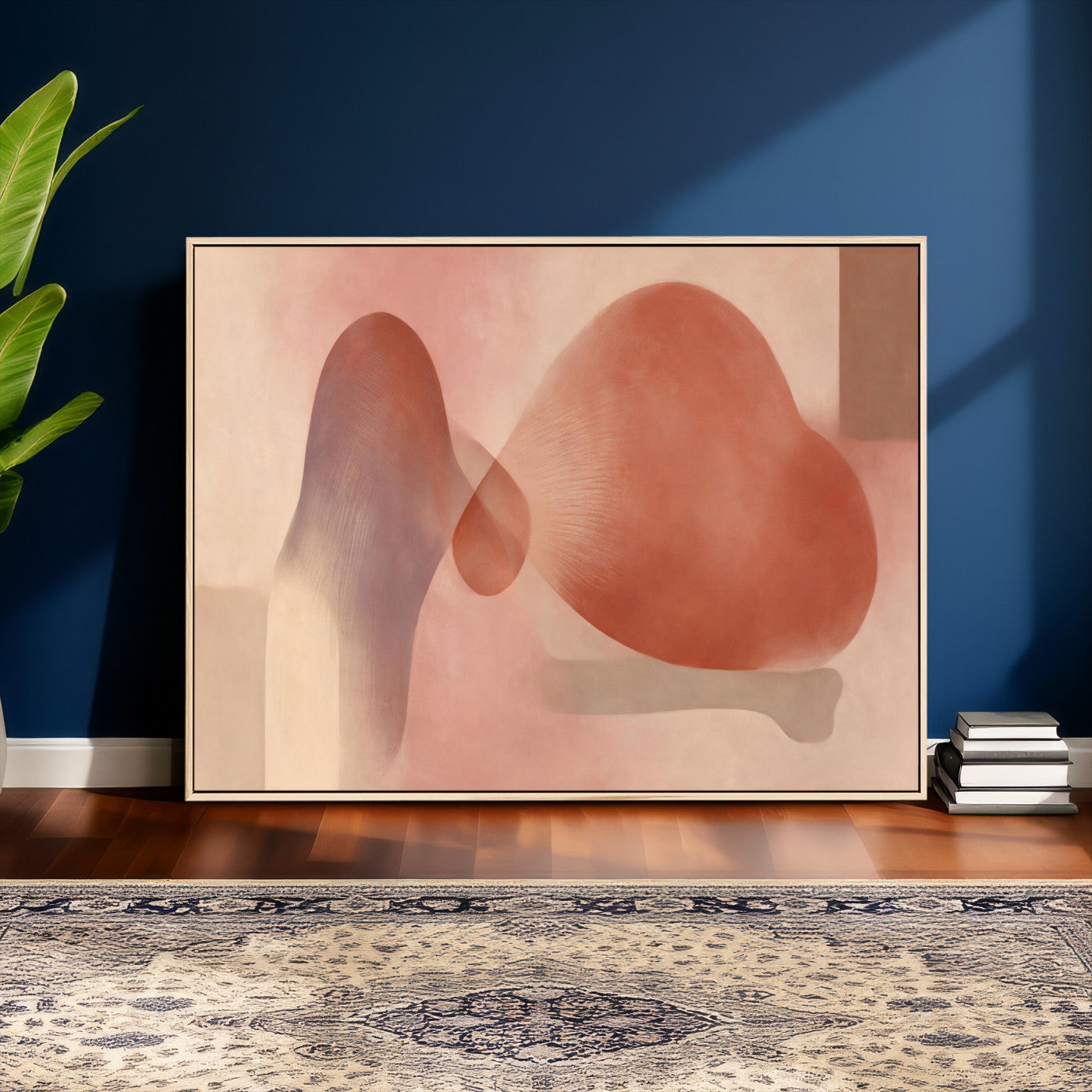 85110643-MGV-CV-36X24 - Vinna Begin Calin Biomorphic Abstract Wall Art Canvas Print, Terracotta Pink Organic Shapes Art Painting Print