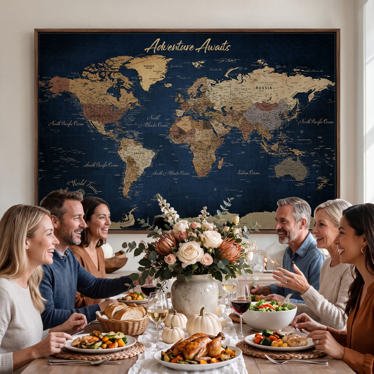 74477969-MGV-CV-36X24 - Custom Push Pin World Map Canvas | Personalized Travel Tracker | Wedding Anniversary Gift for Couples | Adventure Map Wall Art with Pins