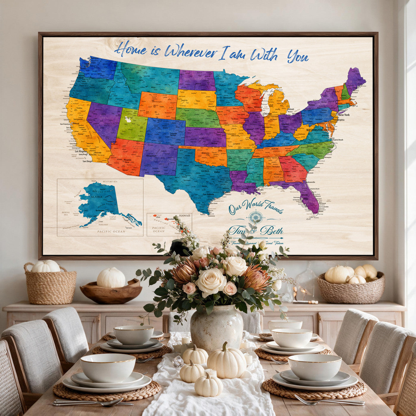 588510355-MGV-CV-36X24 - Personalized USA Push Pin Travel Map – Custom United States Map Wall Art