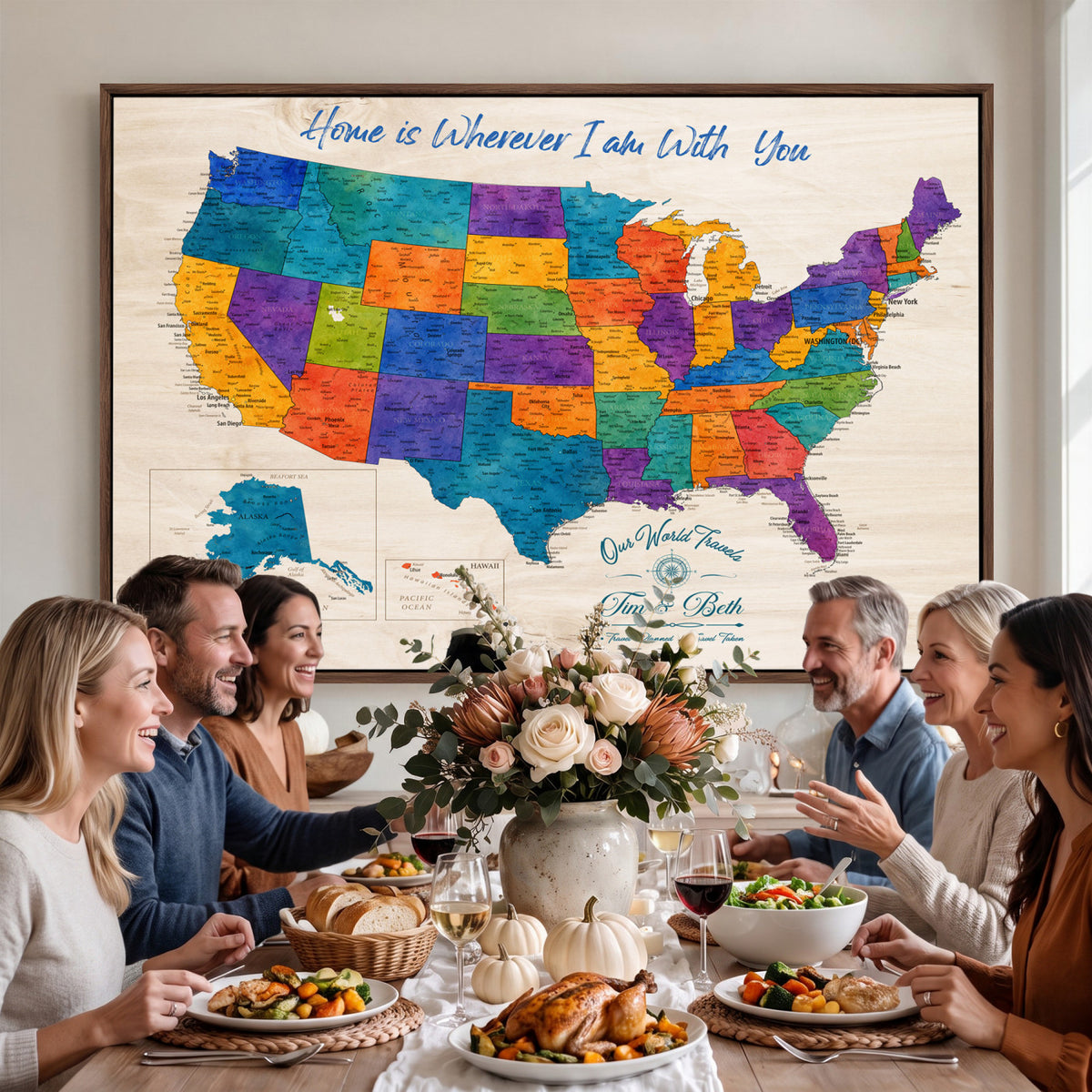588510355-MGV-CV-36X24 - Personalized USA Push Pin Travel Map – Custom United States Map Wall Art