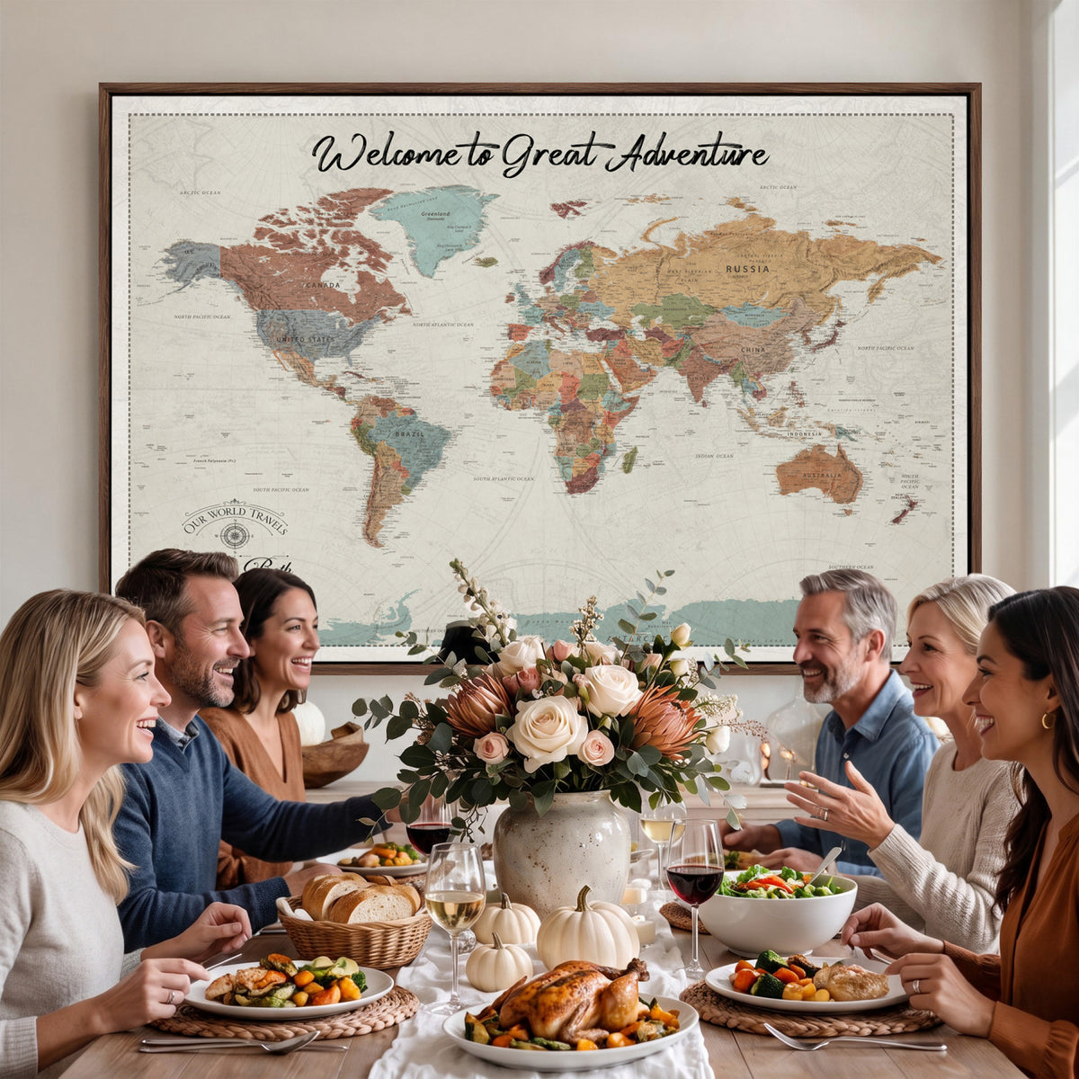 NEWMAP-19-MGV-CV-36X24 - World Map Wall Art Canvas Print, Modern Decorative Framed Map Artwork Prints for Living Room, Office, Bedroom Wall Decor