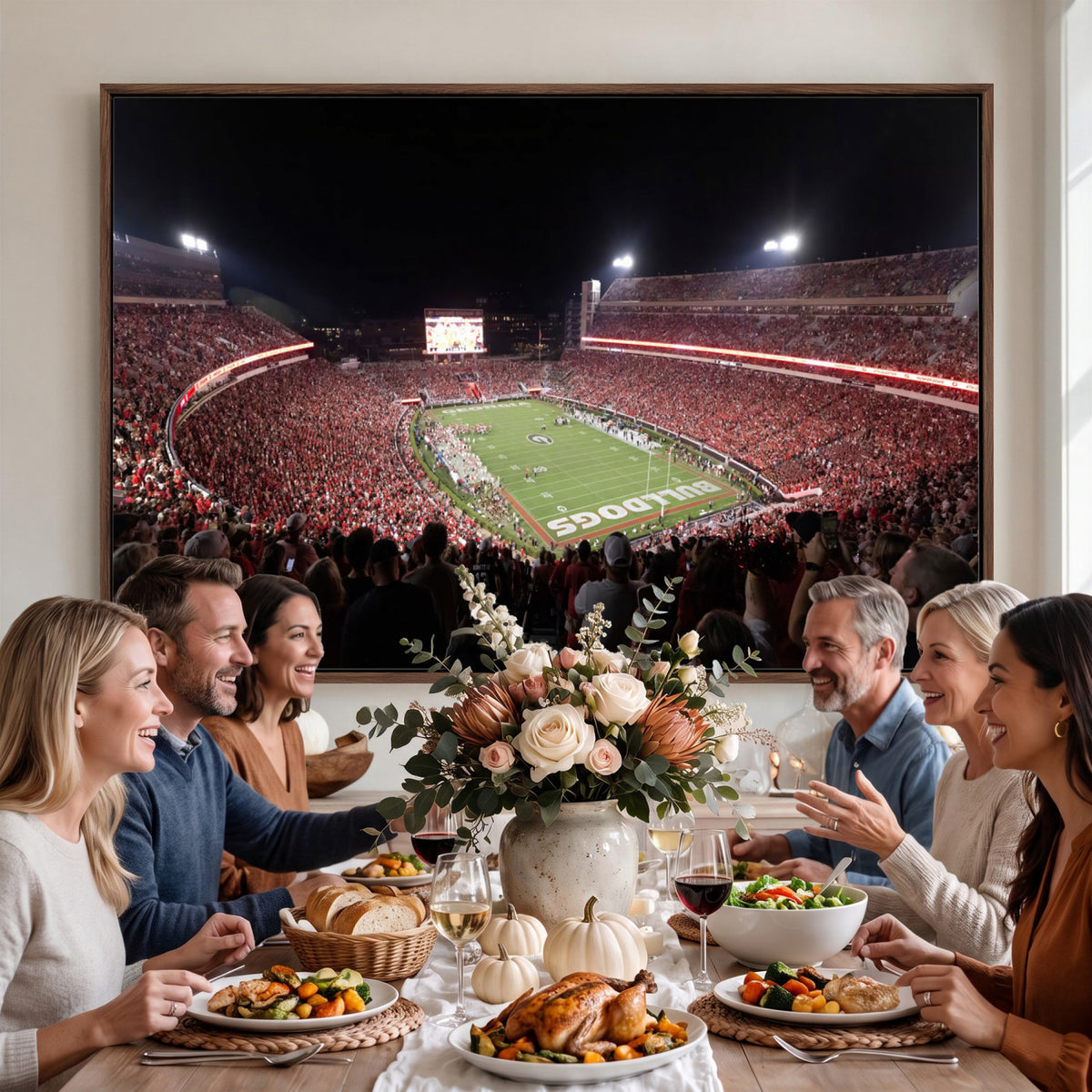 50587166-_Poster-30x20 - Sanford Stadium Georgia Bulldogs Canvas Print 3 Piece Framed Wall Art Extra Large Floating Frame Sports Poster Made in USA