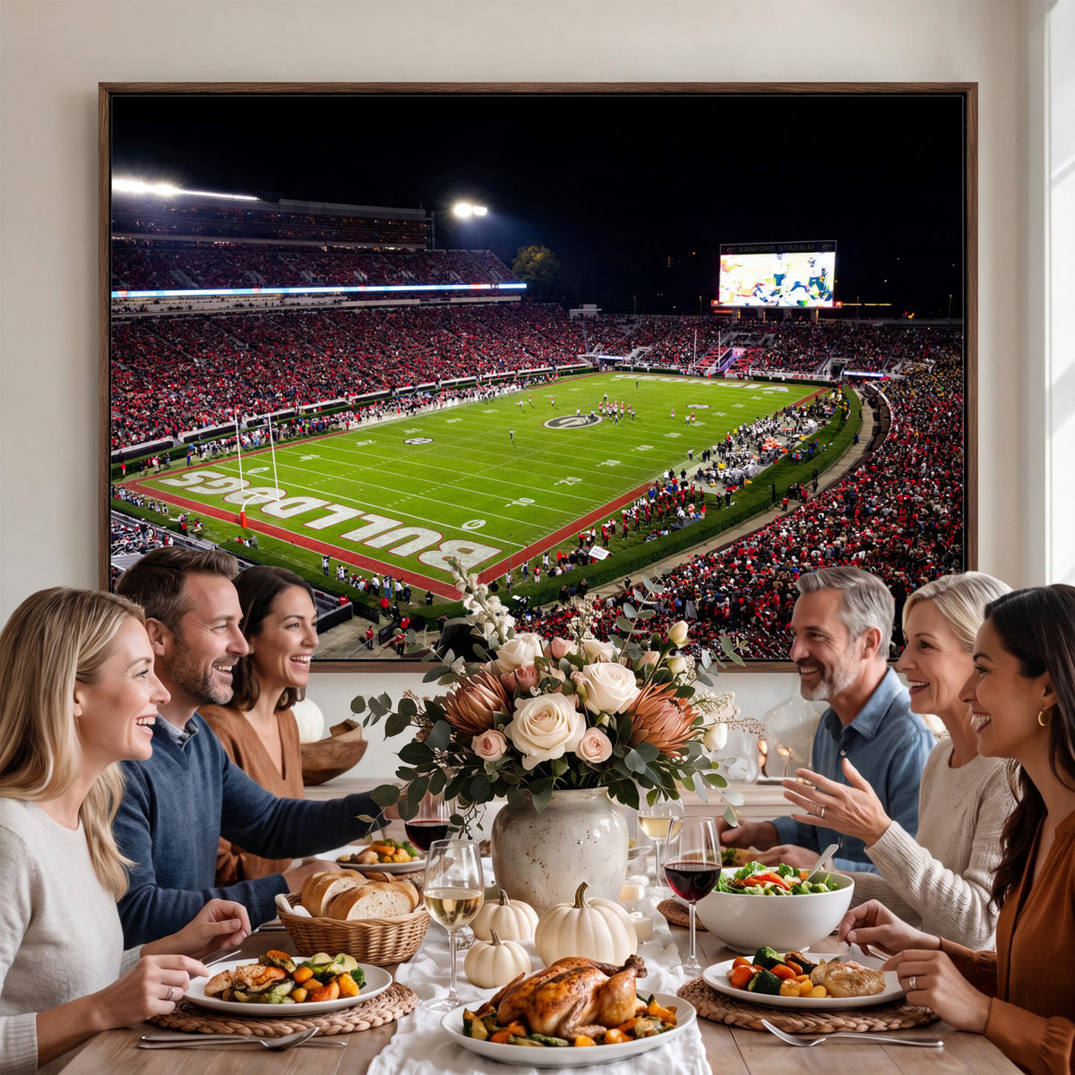 73520603-_Poster-30x20 - Georgia Bulldogs Sanford Stadium Canvas Print 3 Piece Framed Wall Art Extra Large Floating Frame Nature Poster Made in USA
