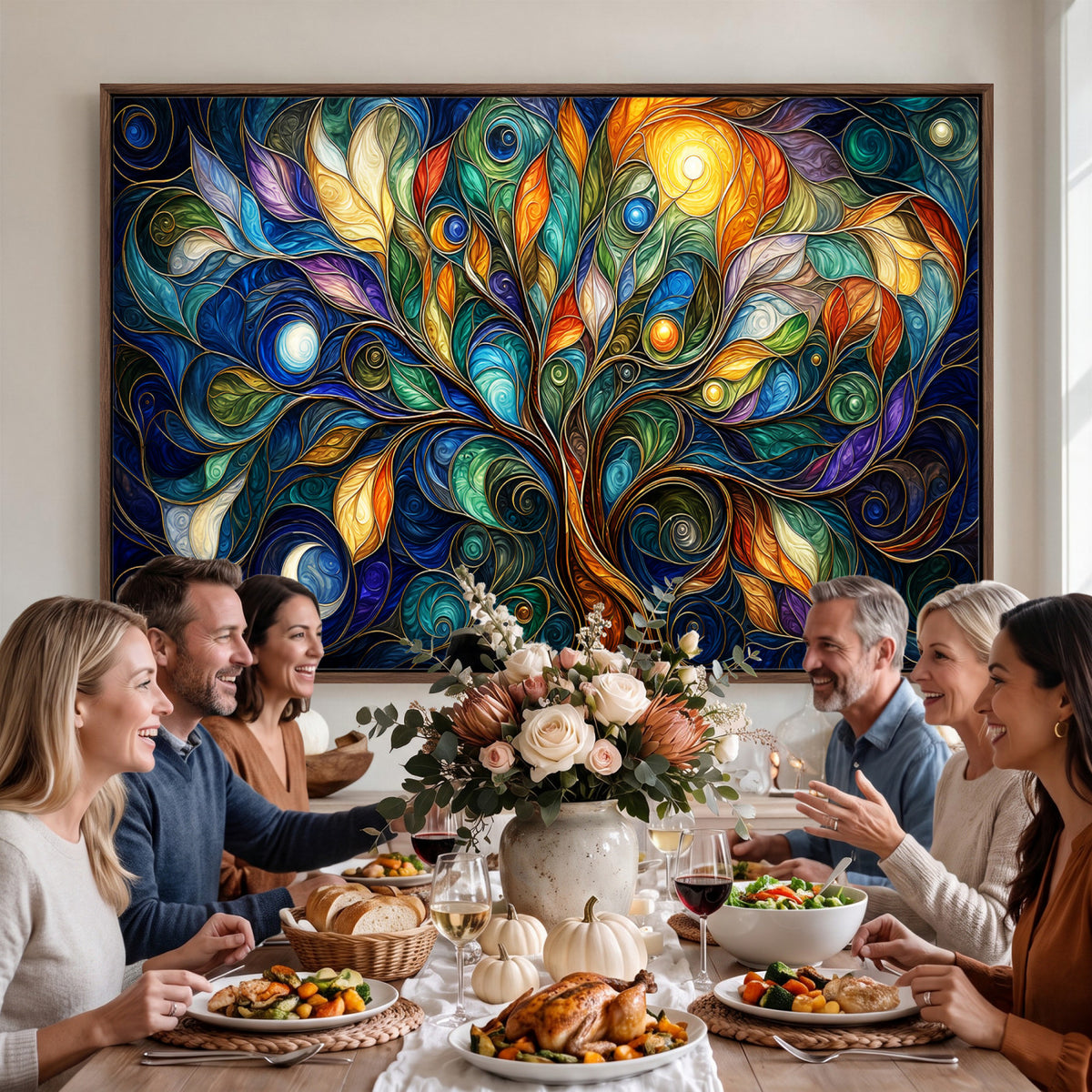 60127105-MGV-CV-36X24 - Psychedelic Tree Of Life Wall Art - Vibrant Swirl Cosmic Nature Decor