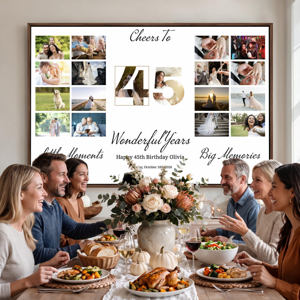 CSTM914CLJ-MGV-CV-36X24 - Moments and Memories Canvas Print – Personalized Birthday Photo Grid Wall Art