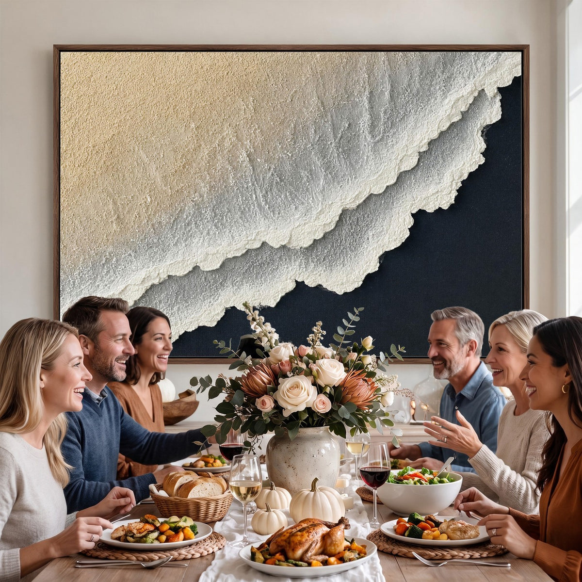 32969959-MGV-CV-24X16 - Abstract Ocean Wave Canvas Wall Art, Coastal Beach Wall Decor for Living Room