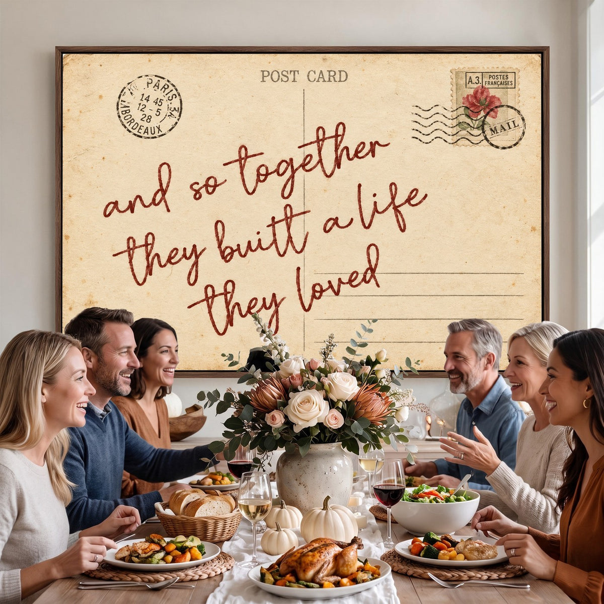Personalized vintage postcard canvas with custom love note, view 13
