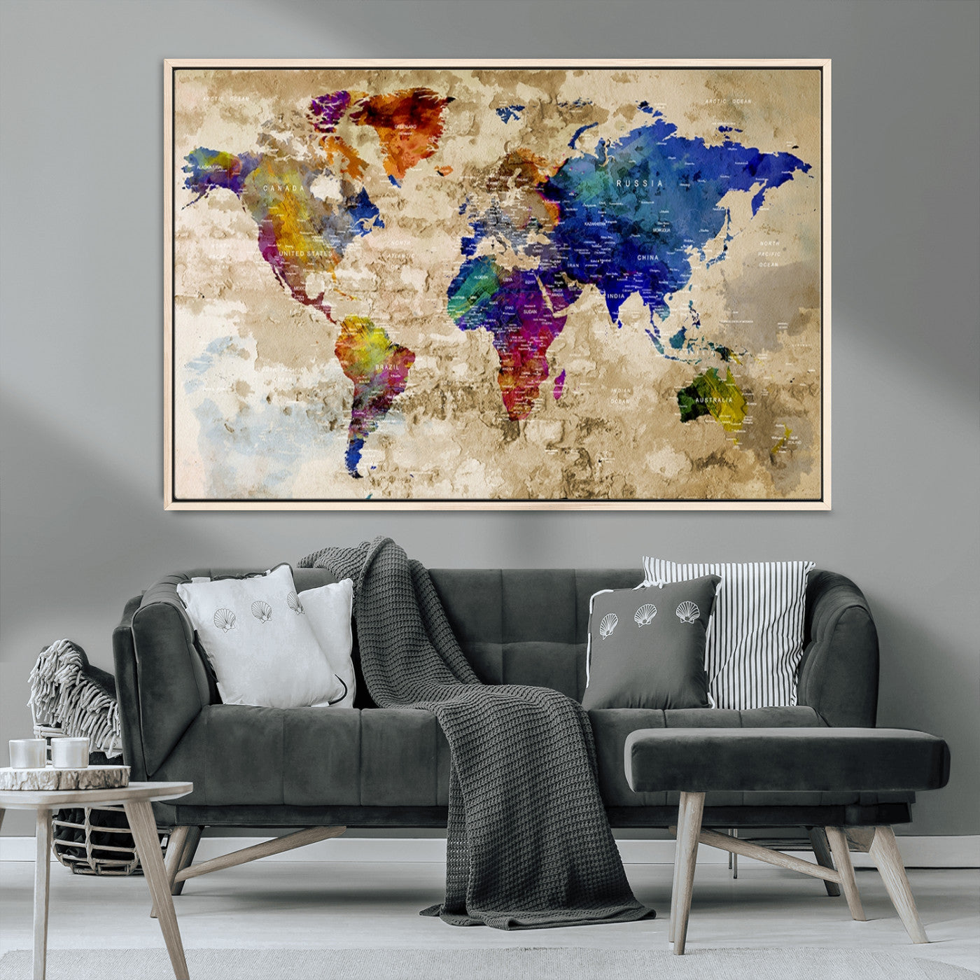 MGV-FC-36X24 - World Map Wall Art Canvas Print for Home and Office Decor