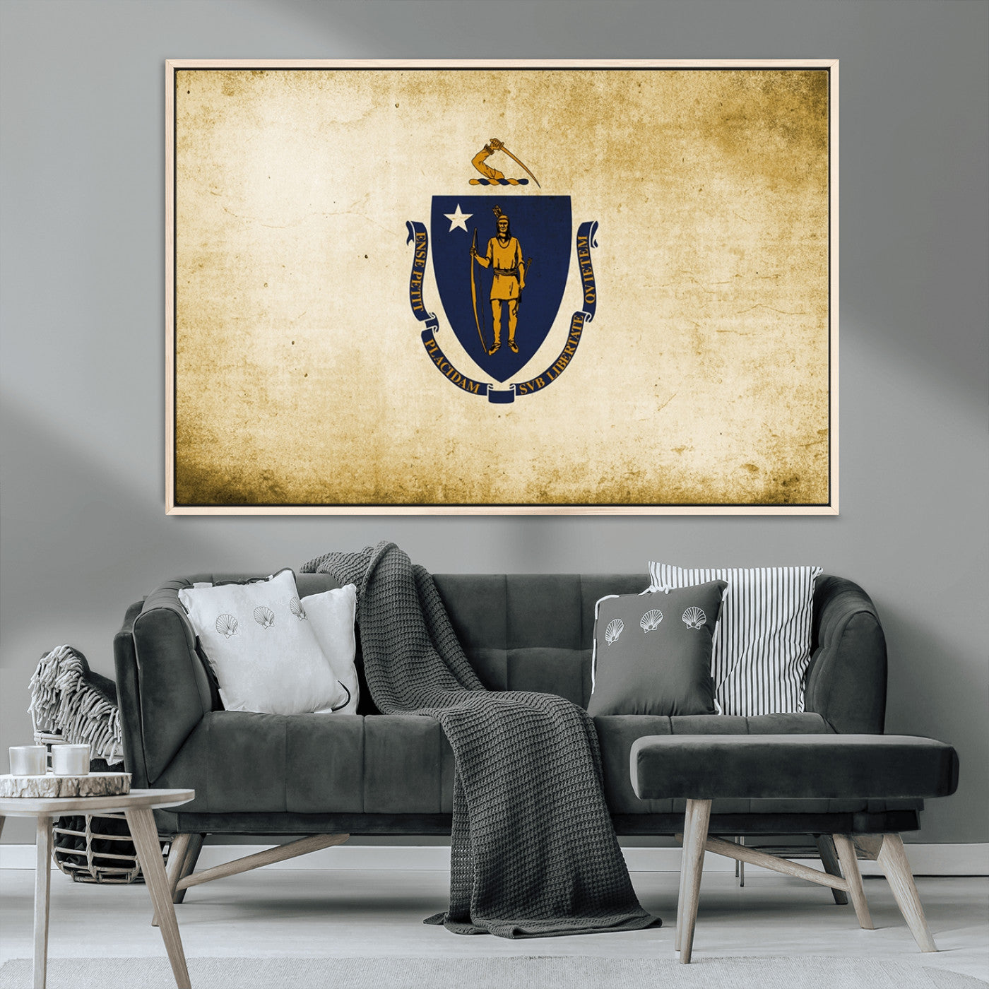 MGV-FC-36X24 - Massachusetts Flag Wall Art Canvas Print