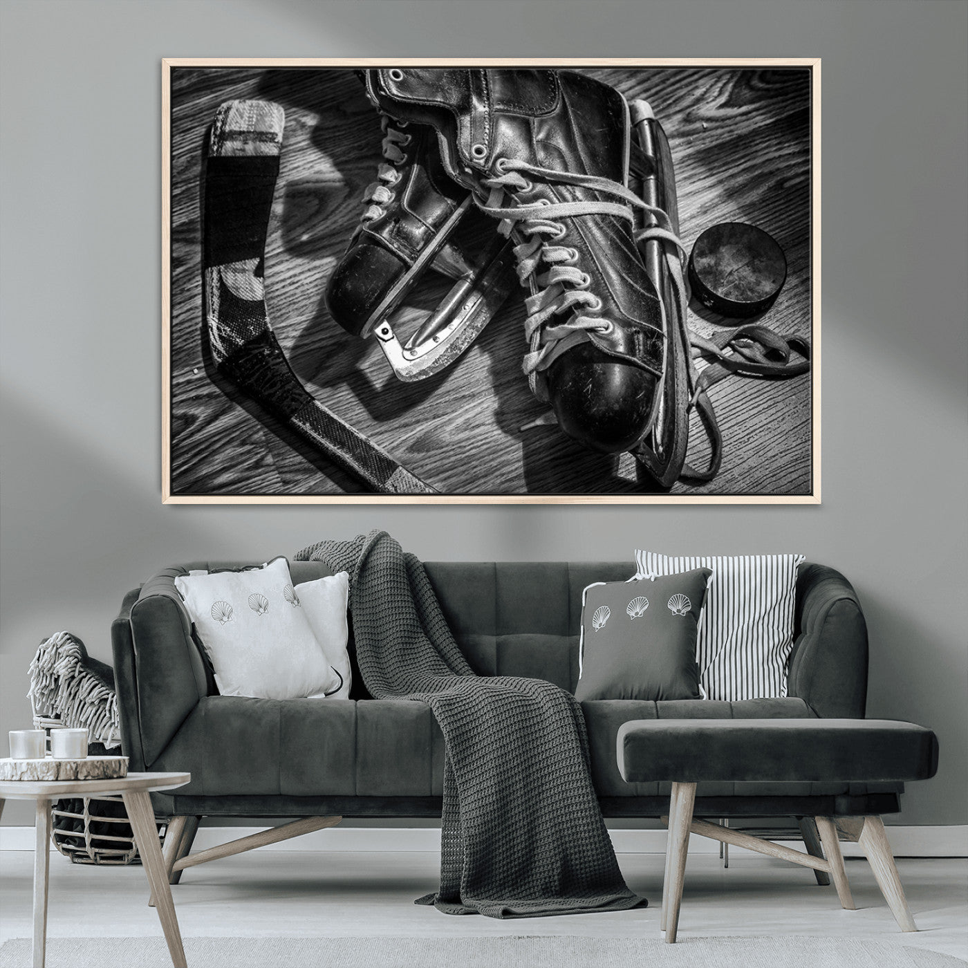 MGV-FC-36X24 - Old Pair of Mens Skates Wall Art Canvas, Men Skates Wall Art Print