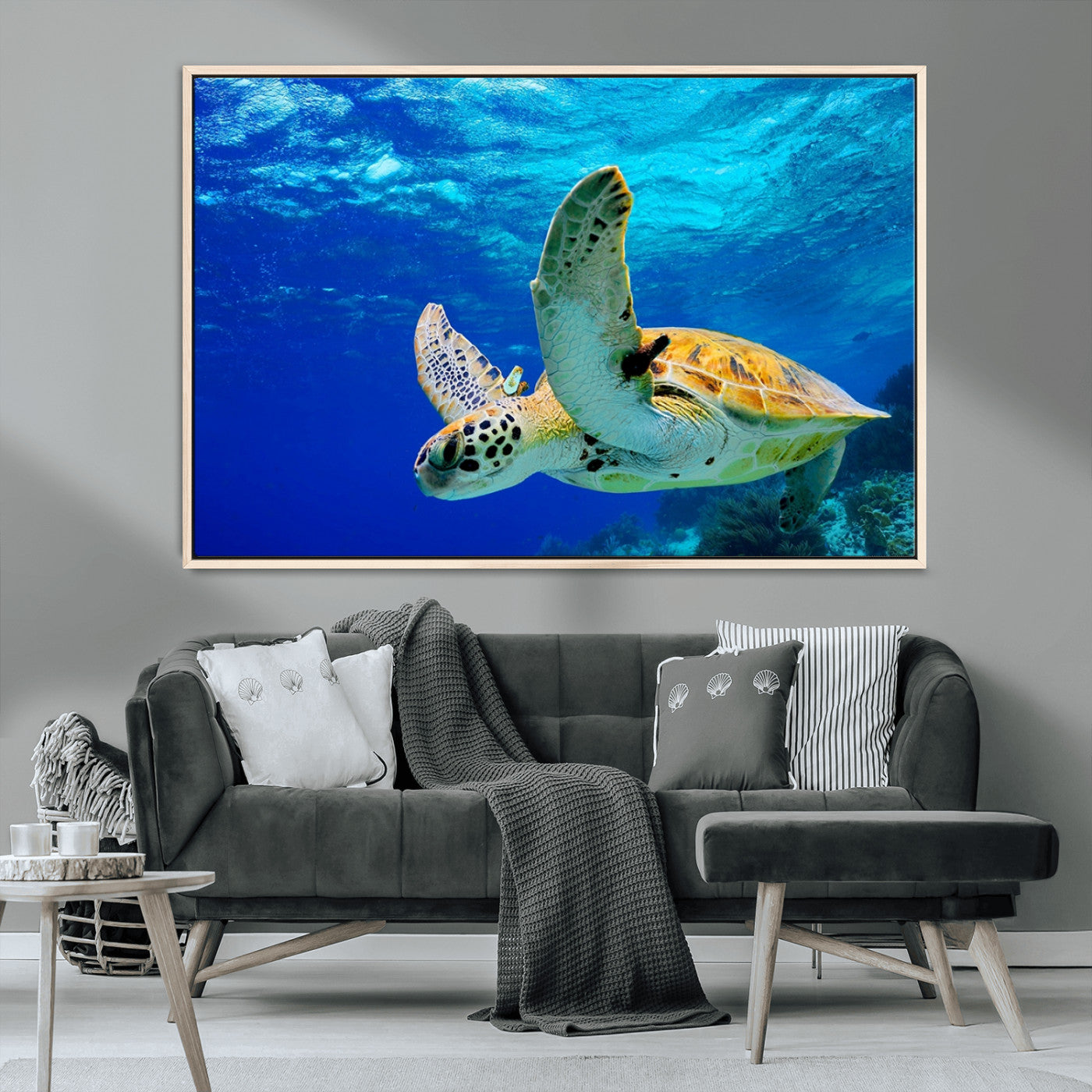 -Sea Turtle Wall Art Canvas Print, Sea life in the Ocean Wall Art Printing