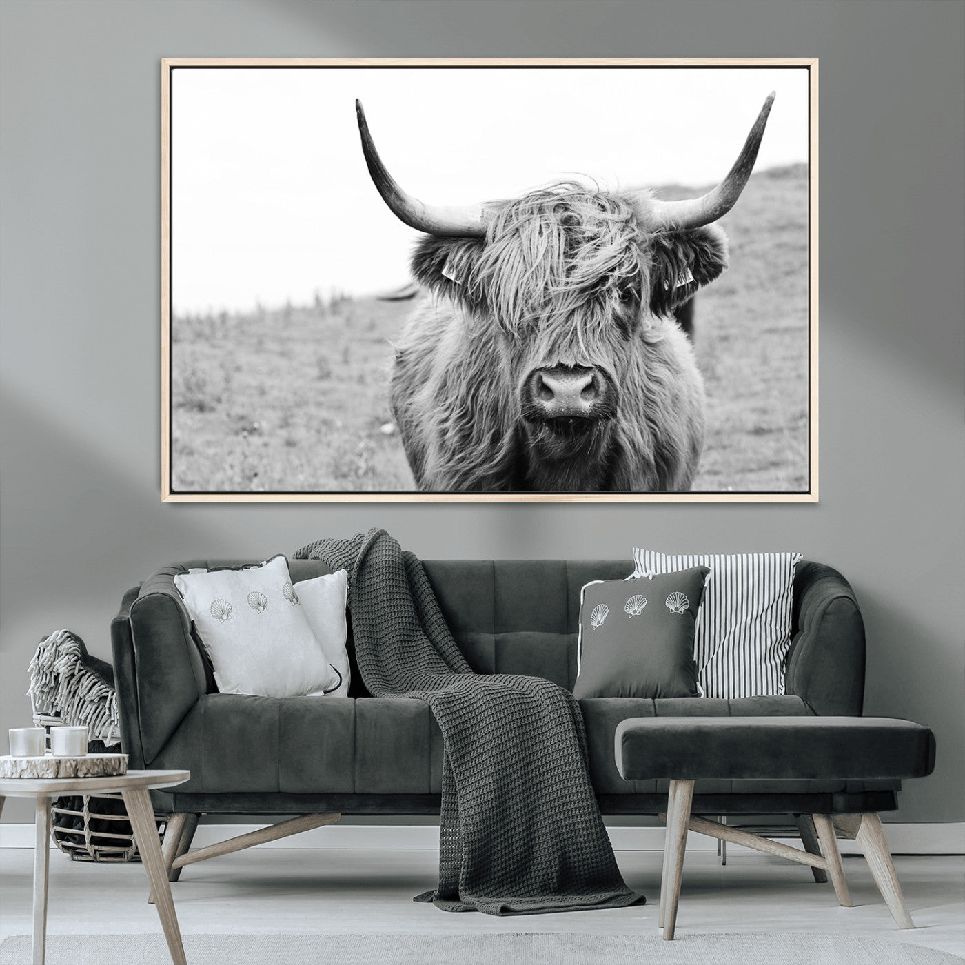 MGV-FC-36X24 - Newfoundland Cow Art Wall Art, Black White Cow Art Wall Art Canvas Print