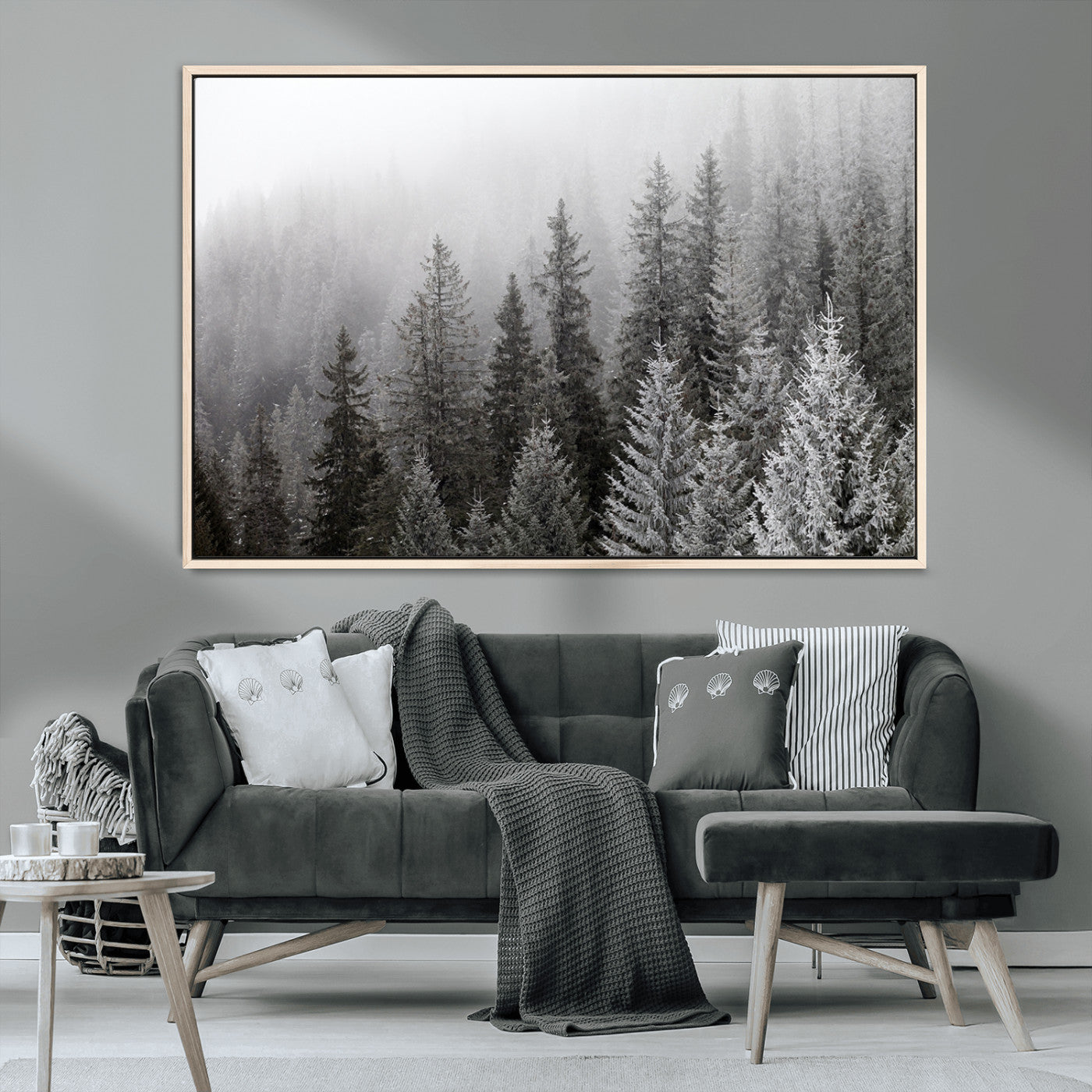 MGV-FC-36X24 - Big Foggy Forest and Misty Trees Forest Wall Art Canvas Print