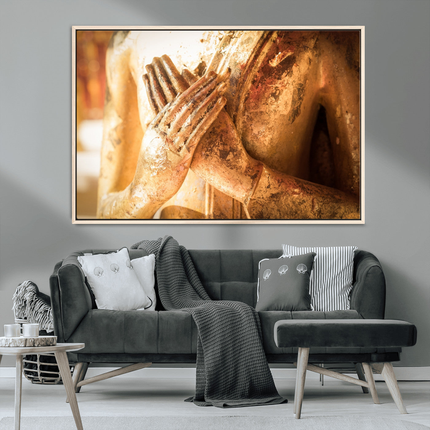 MGV-FC-36X24 - Buddha Statue Hands Wall Art Canvas Print