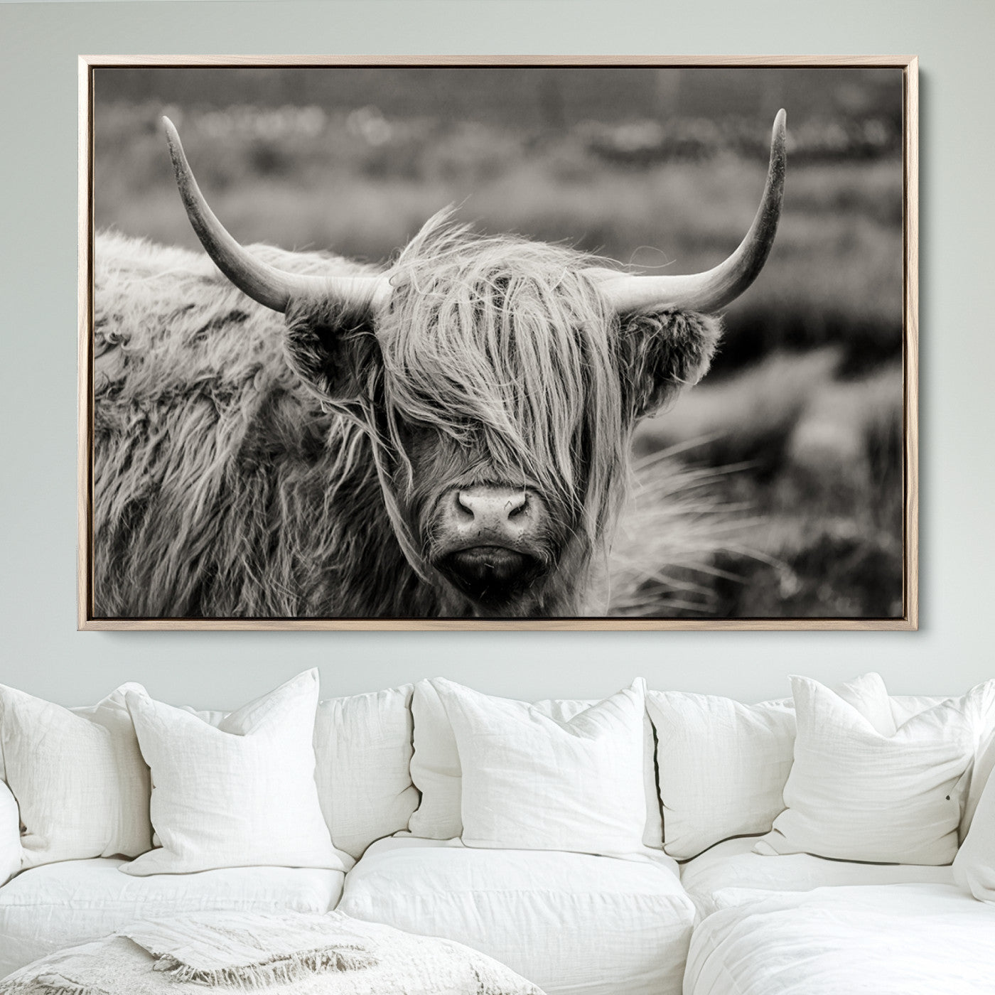 67365-MGV-FC-36X24_Natural-Cow Focus Canvas Wall Art Print
