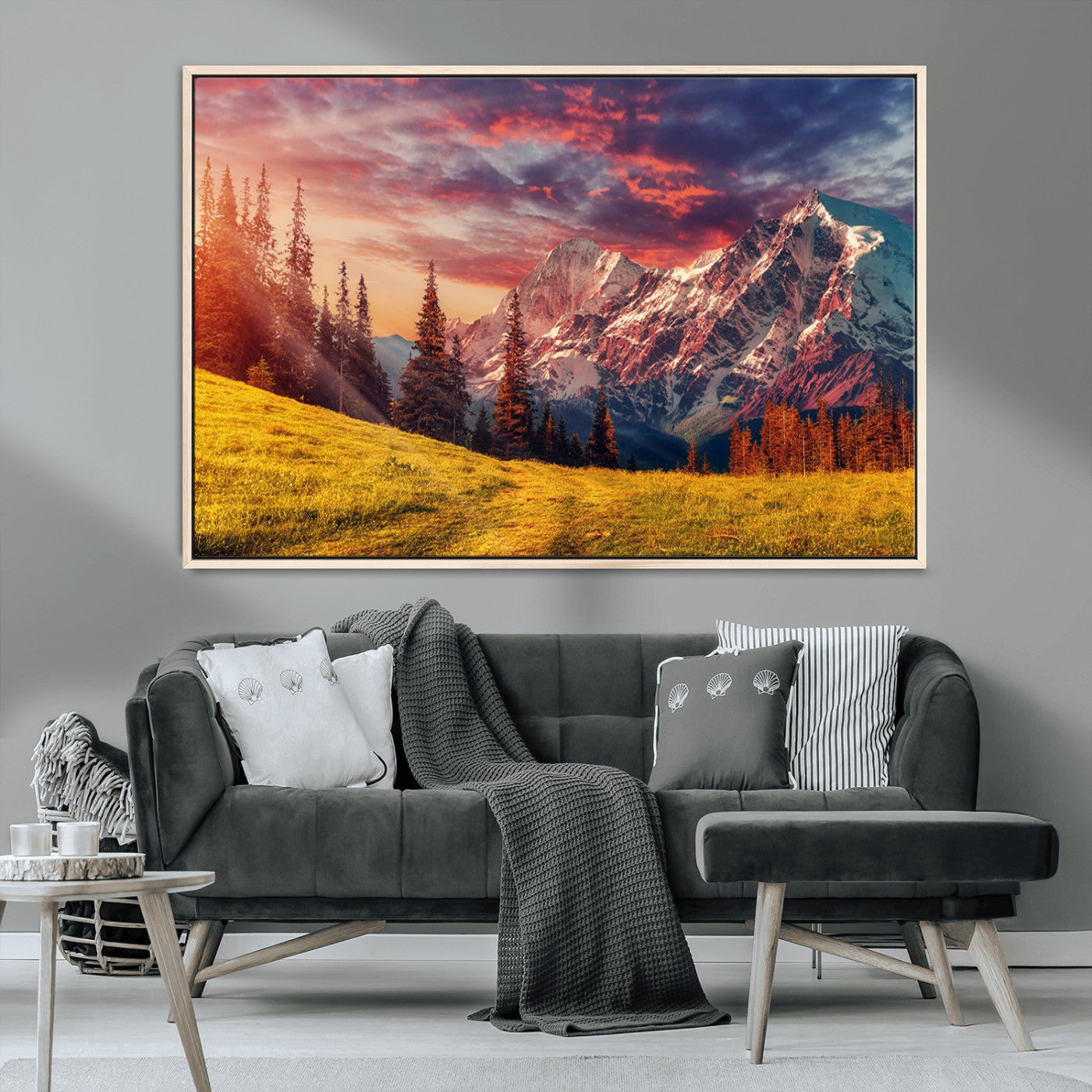 MGV-FC-36X24 - Mountain and Daylight Red Sunset Wall Art Canvas Print