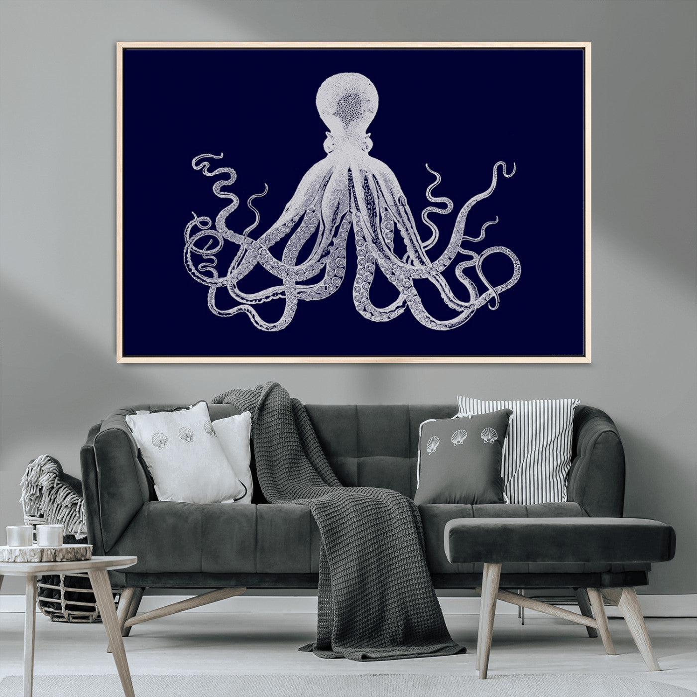MGV-FC-36X24 - Blue Octopus Wall Art Canvas Print