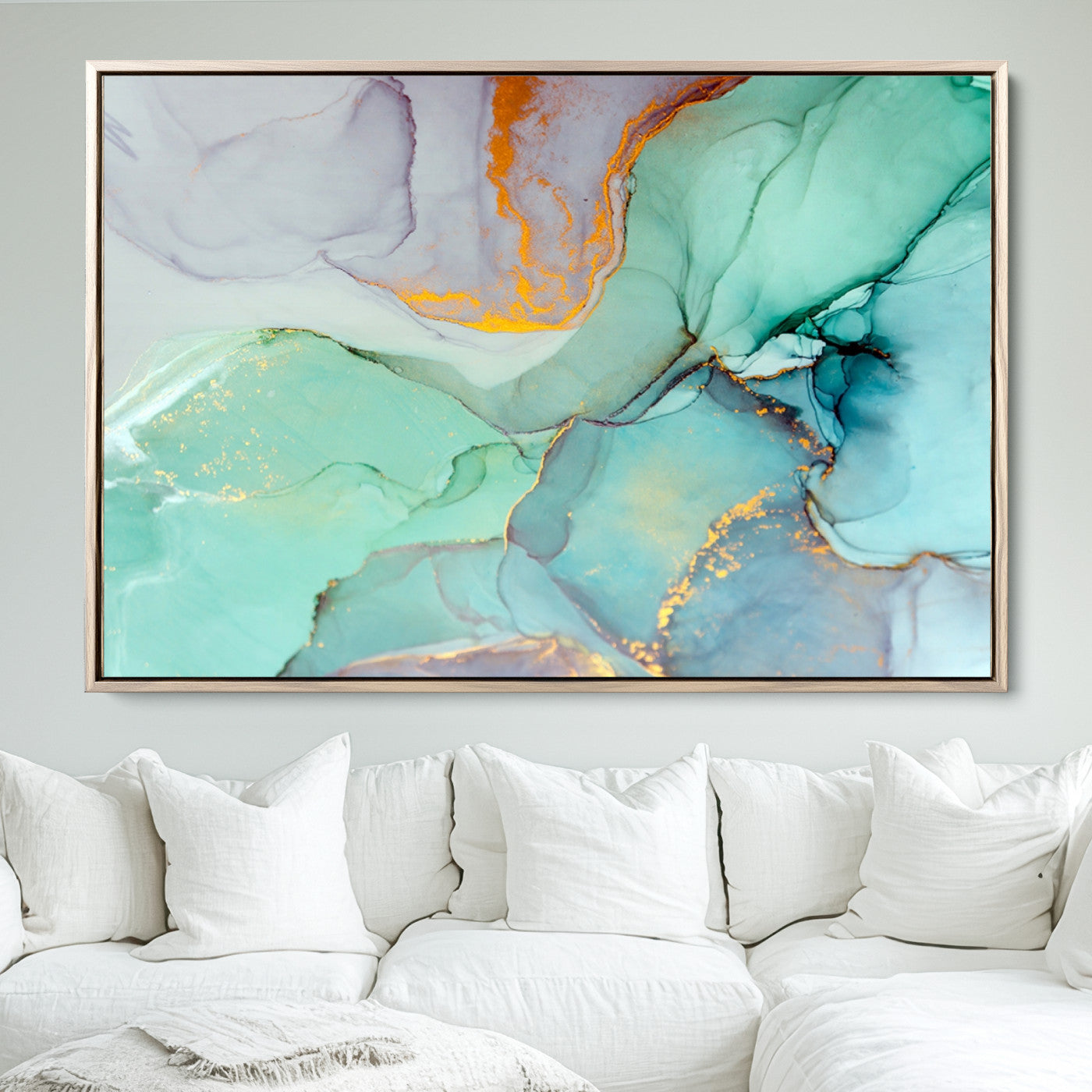 36934-MGV-FC-36X24_Natural-Colorful Marble Fluid Effect Canvas Wall Art Print