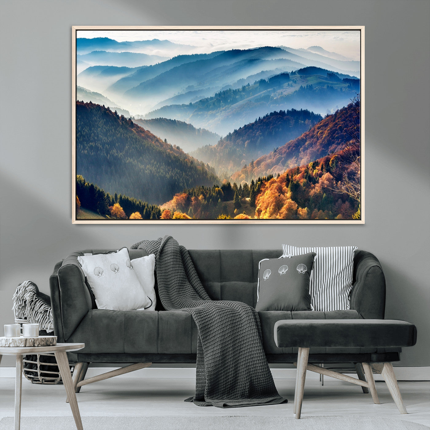 MGV-FC-36X24 - Mountains Forest Autumn Wall Art Canvas Print