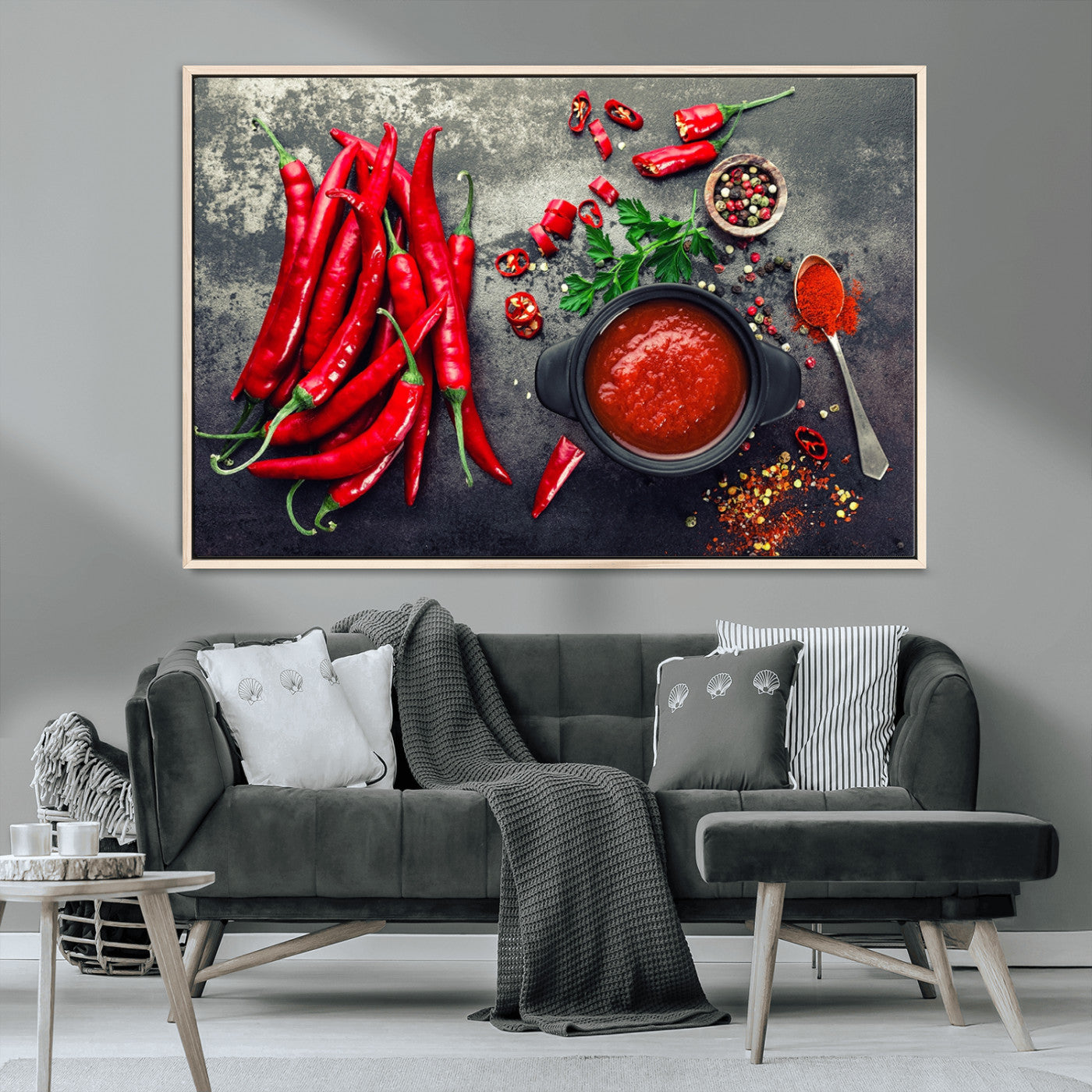MGV-FC-36X24 - Red Chili Peppers Wall Art Kitchen Artwork Canvas Print