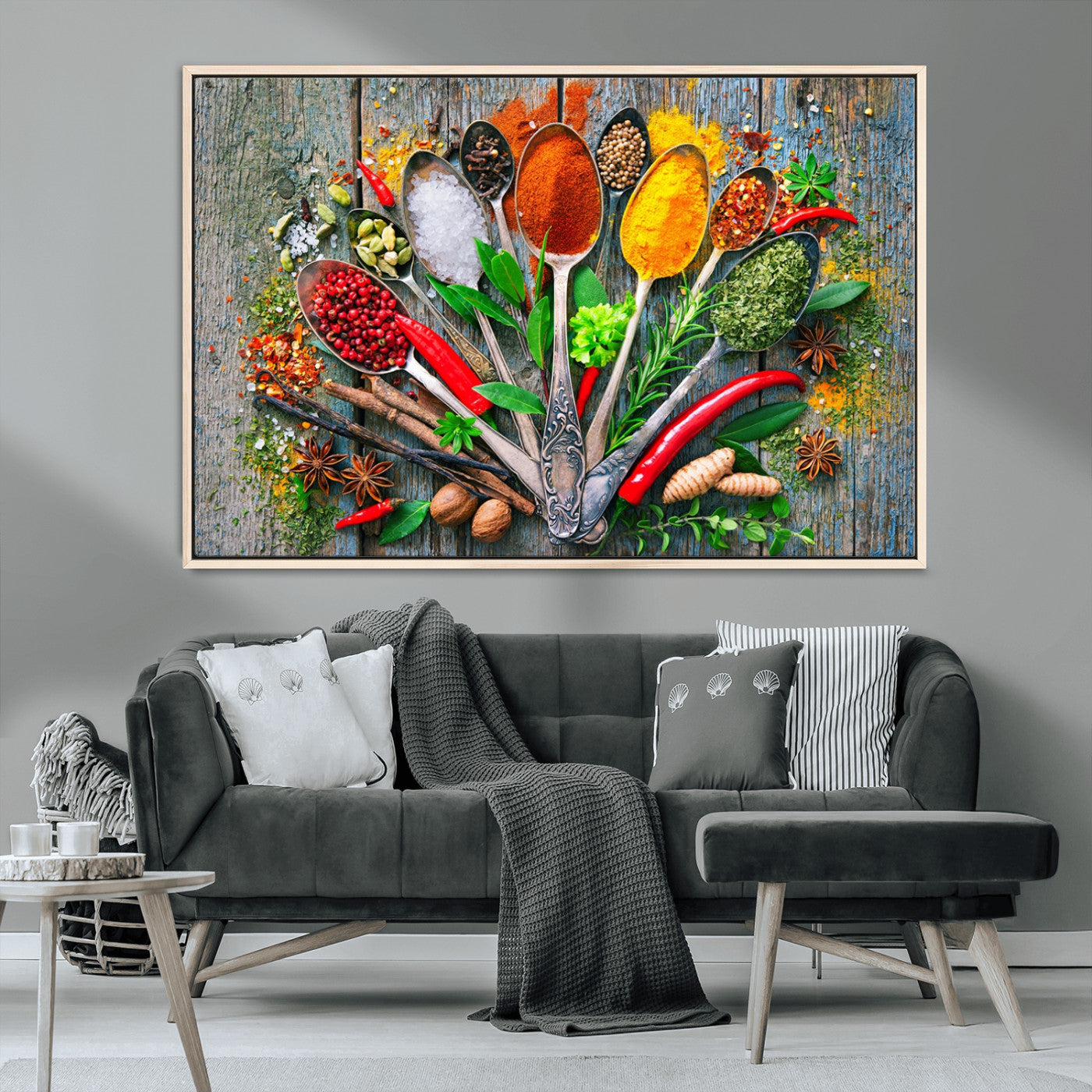 MGV-FC-36X24 - Kitchen Wall Art Print - Spoonful of Spices Cooking Wall Art Canvas Print - Vibrant Kitchen Decor