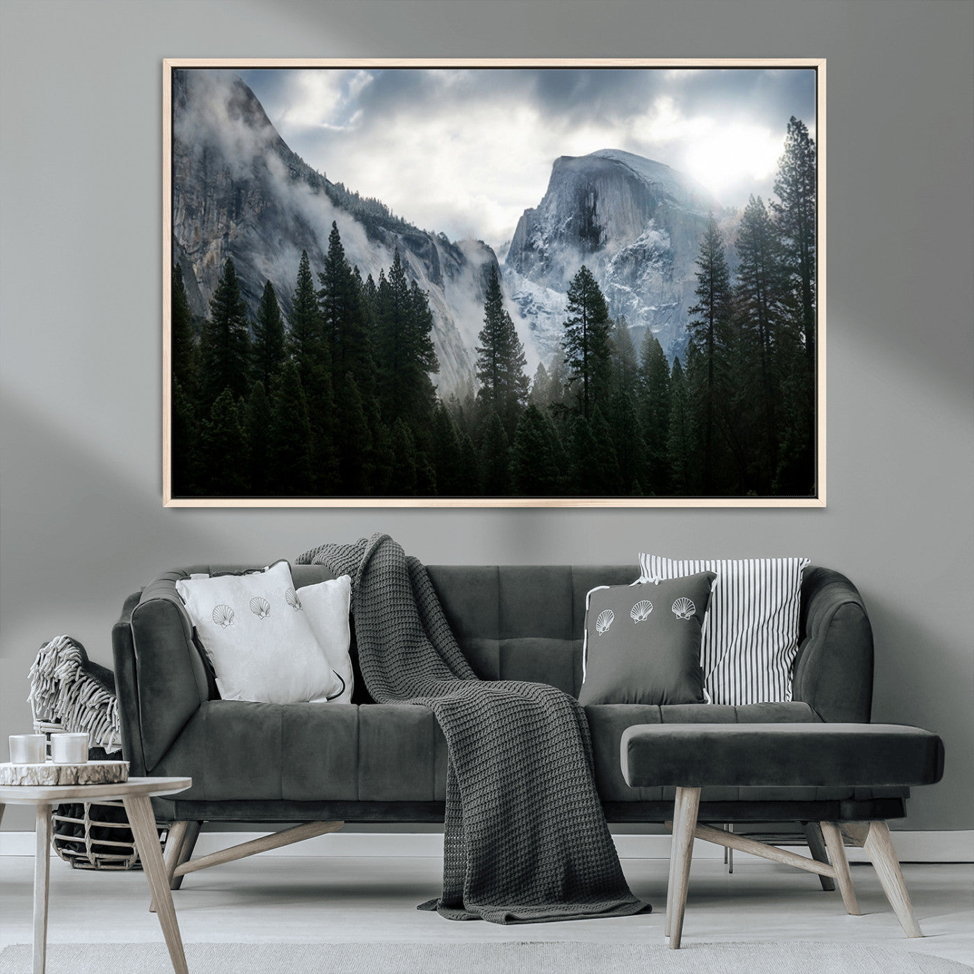 MGV-FC-36X24 - Yosemite National Park El Capitan Foggy Mountain Wall Art | Large Canvas Print for Living Room,