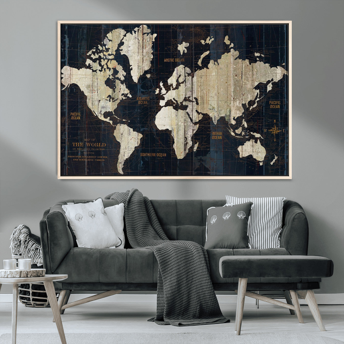 MGV-FC-36X24 - Push Pin World Map Canvas Print – Framed Wall Art for Couples to Track Their Travels – Anniversary