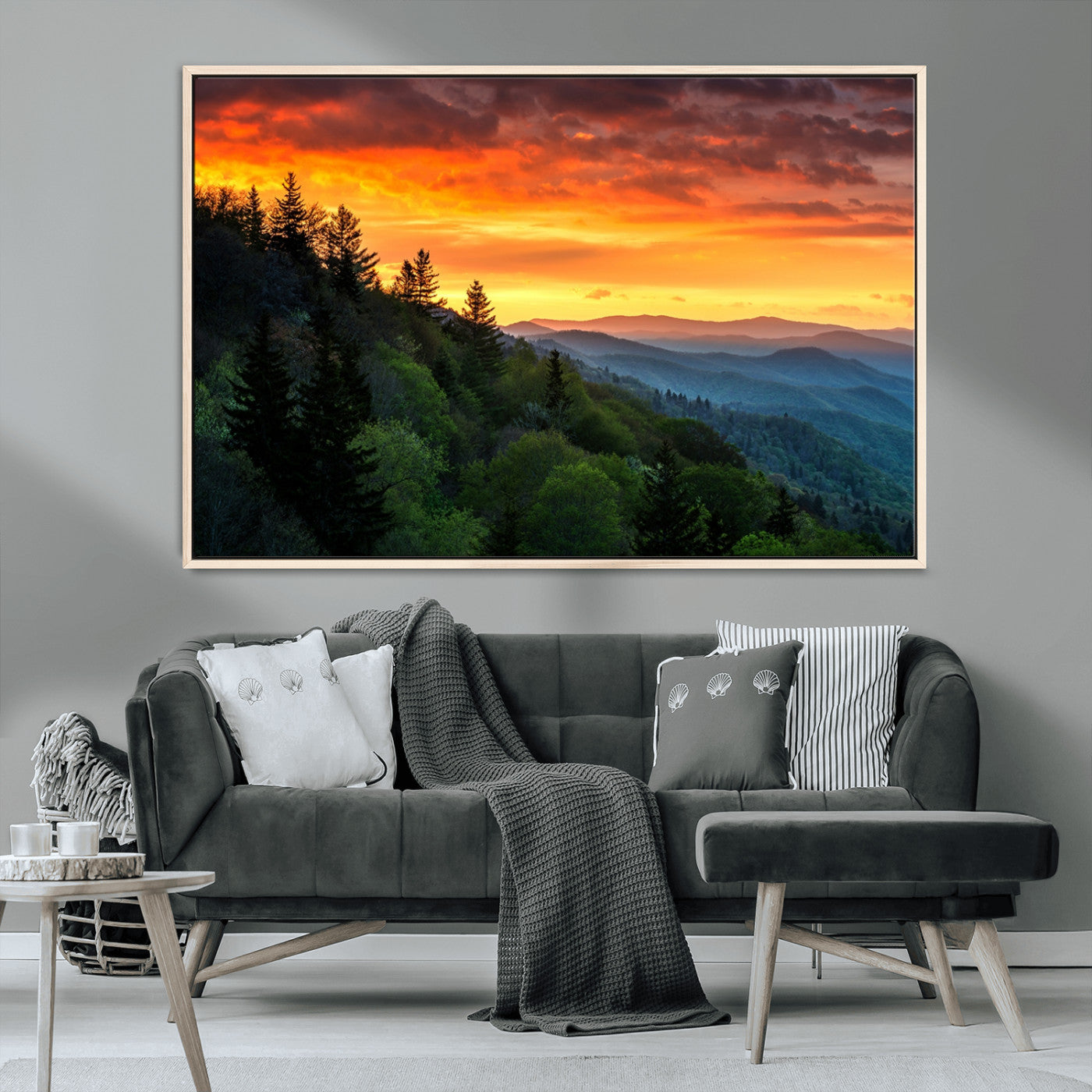 MGV-FC-36X24 - Forest Landscape Wall Art Sunset Canvas, Forest Sunset Canvas Print