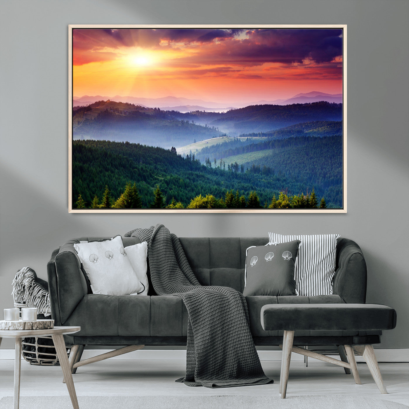 MGV-FC-36X24 - Mountain and Sunset Wall Art Canvas Print