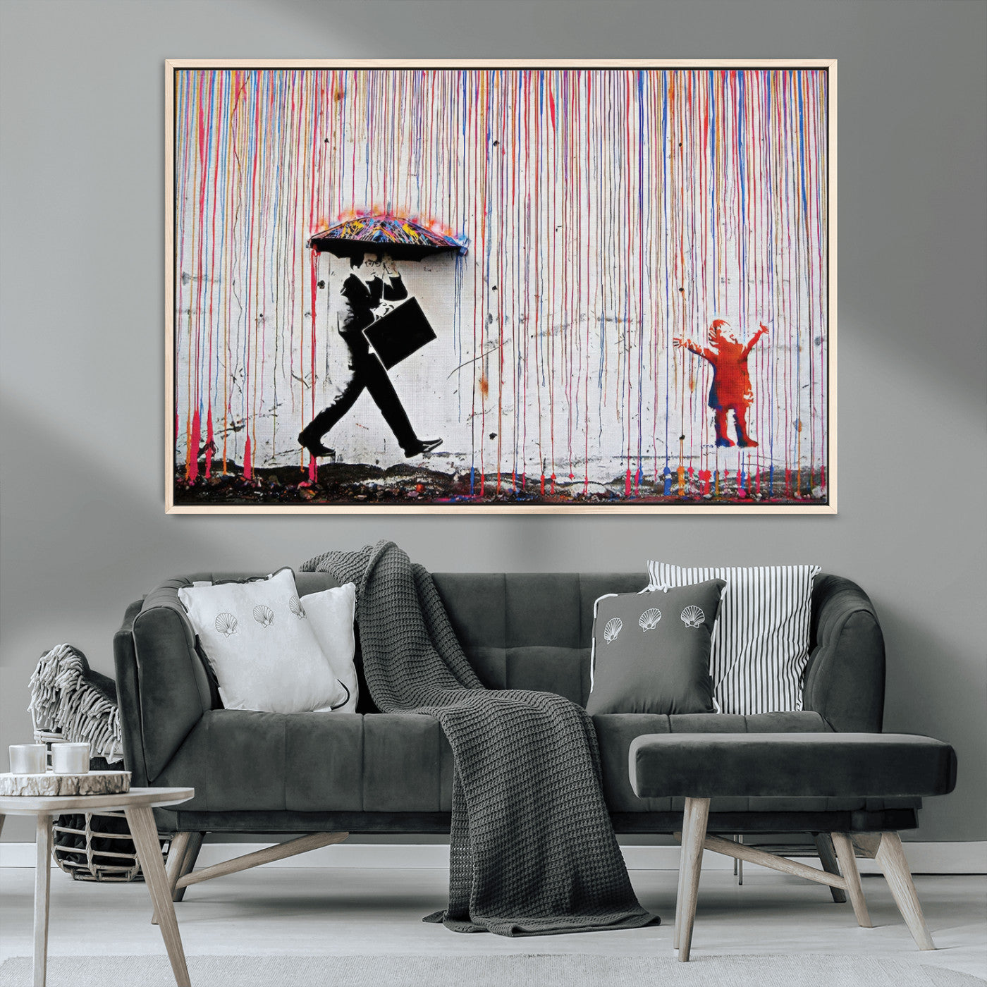 MGV-FC-36X24 - Banksy Wall Art Canvas Print, Framed Graffiti Art Picture Print, Banksy Urban Graffiti Perfect Modern Decor Artwork