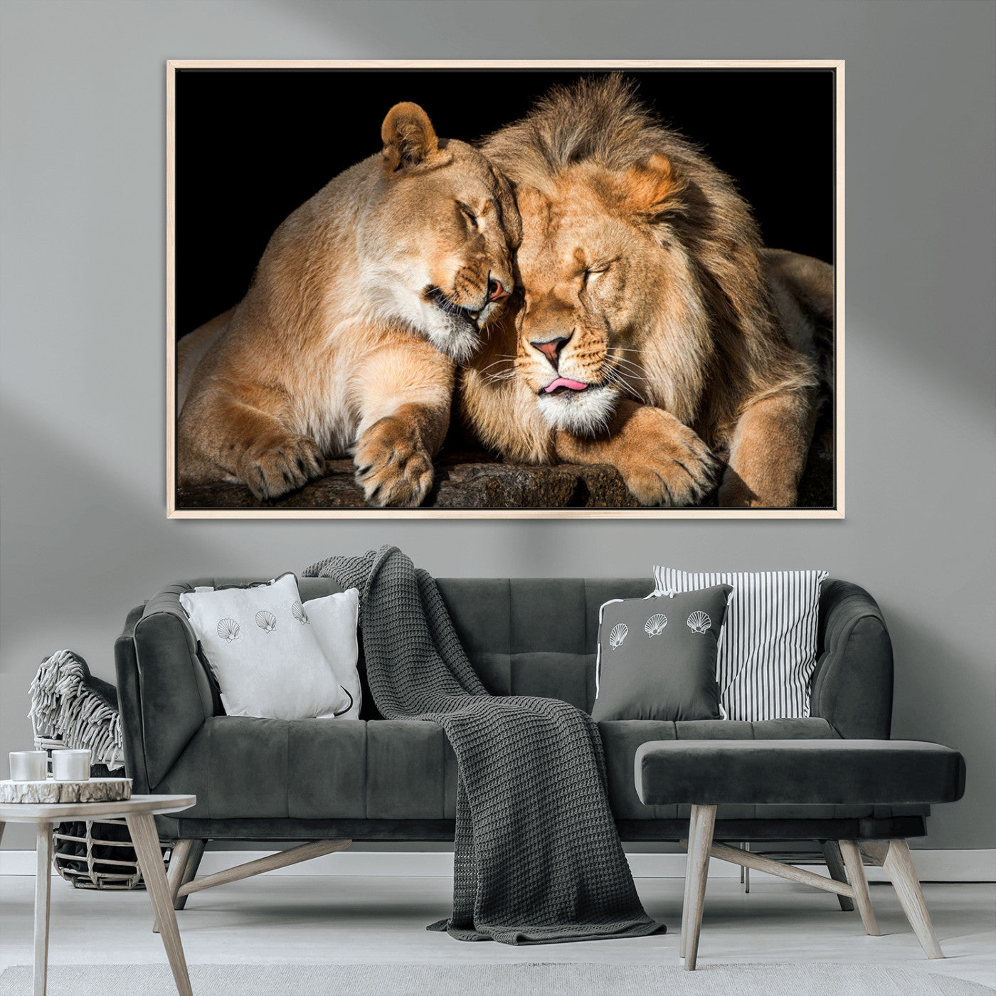 MGV-FC-36X24 - Lion and Lioness Wall Art Print Canvas | 3-Panel African Wildlife Canvas Print | Animal-Themed Art