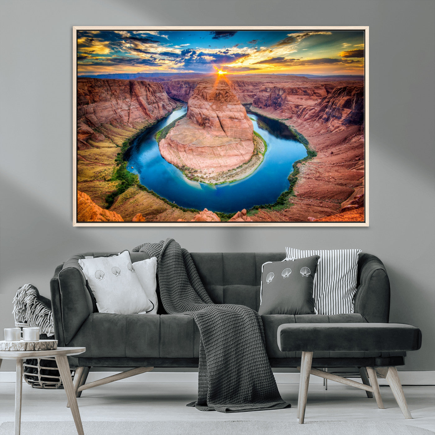 MGV-FC-36X24 - Sunset on the Horseshoe Bend Grand Canyon, Horseshoe Bend Grand Canyon Canvas Wall Art Print