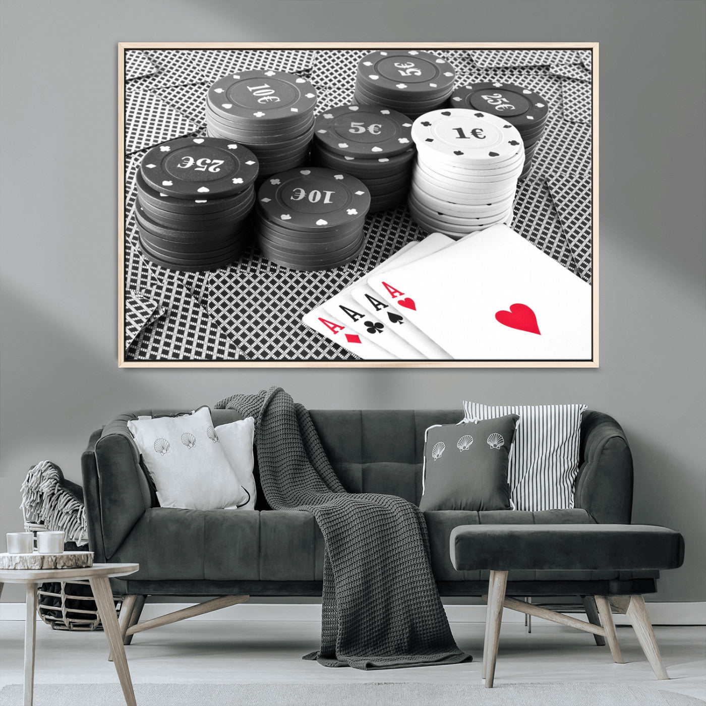 MGV-FC-36X24 - Poker Game Cards Wall Art Canvas, Multi Panel Wall Art Canvas Print