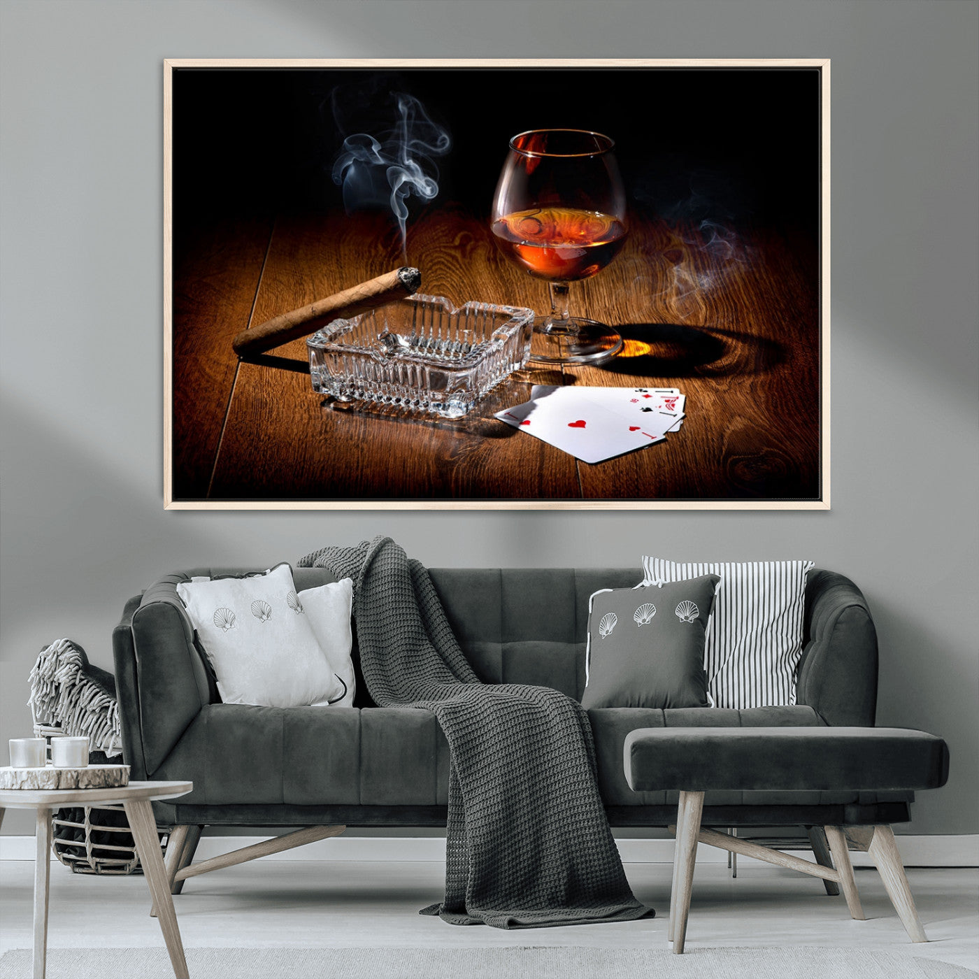 MGV-FC-36X24 - Whiskey Cigar Wall Art Canvas Print Kitchen Wall