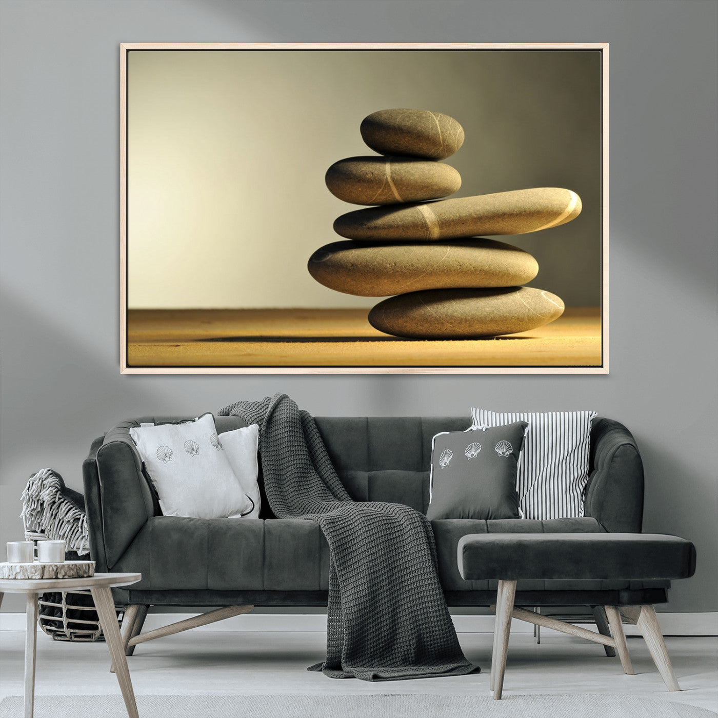 MGV-FC-36X24 - Fluvial Zen Stones Canvas Wall Art Print