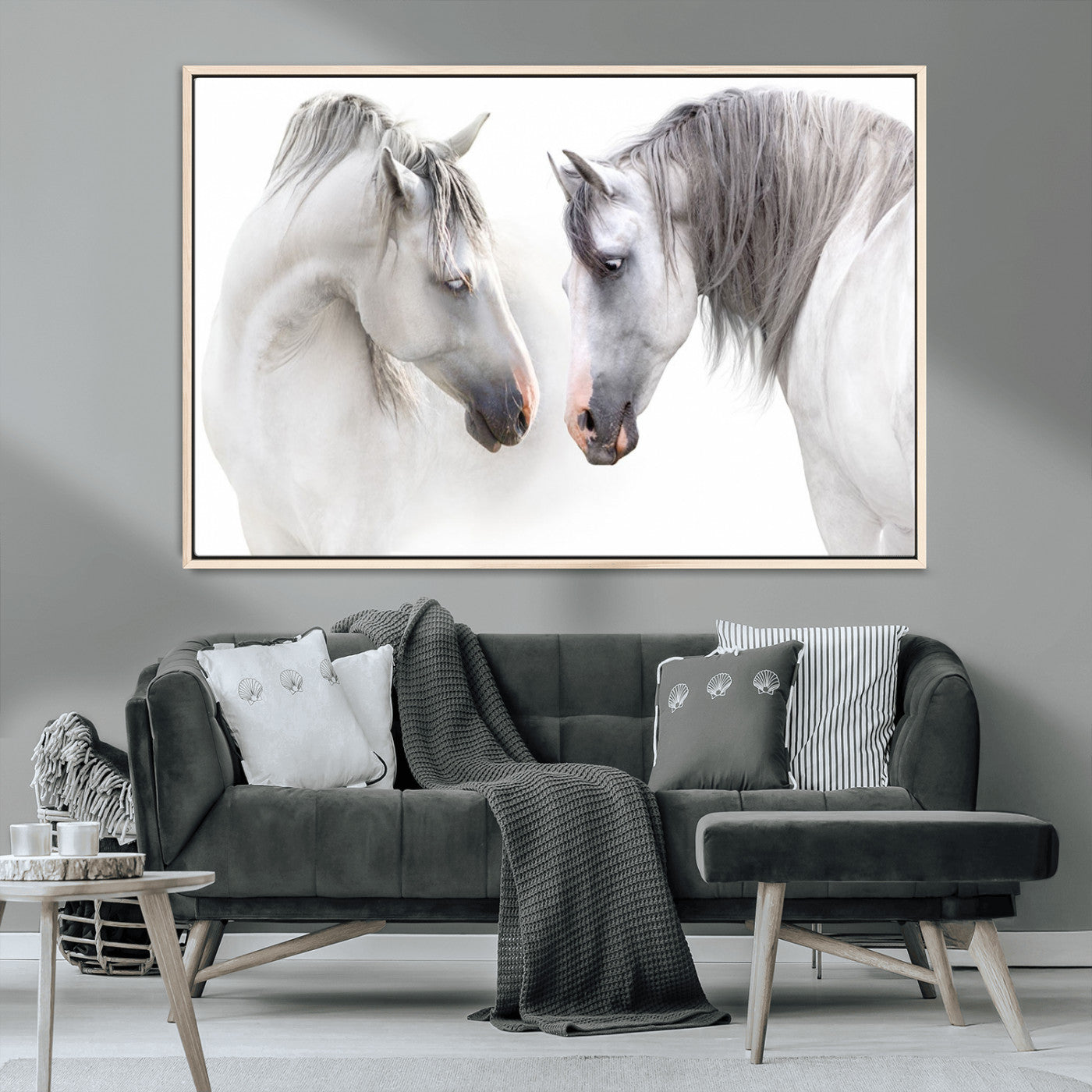 MGV-FC-36X24 - White Horse Wall Art Animal Canvas Print