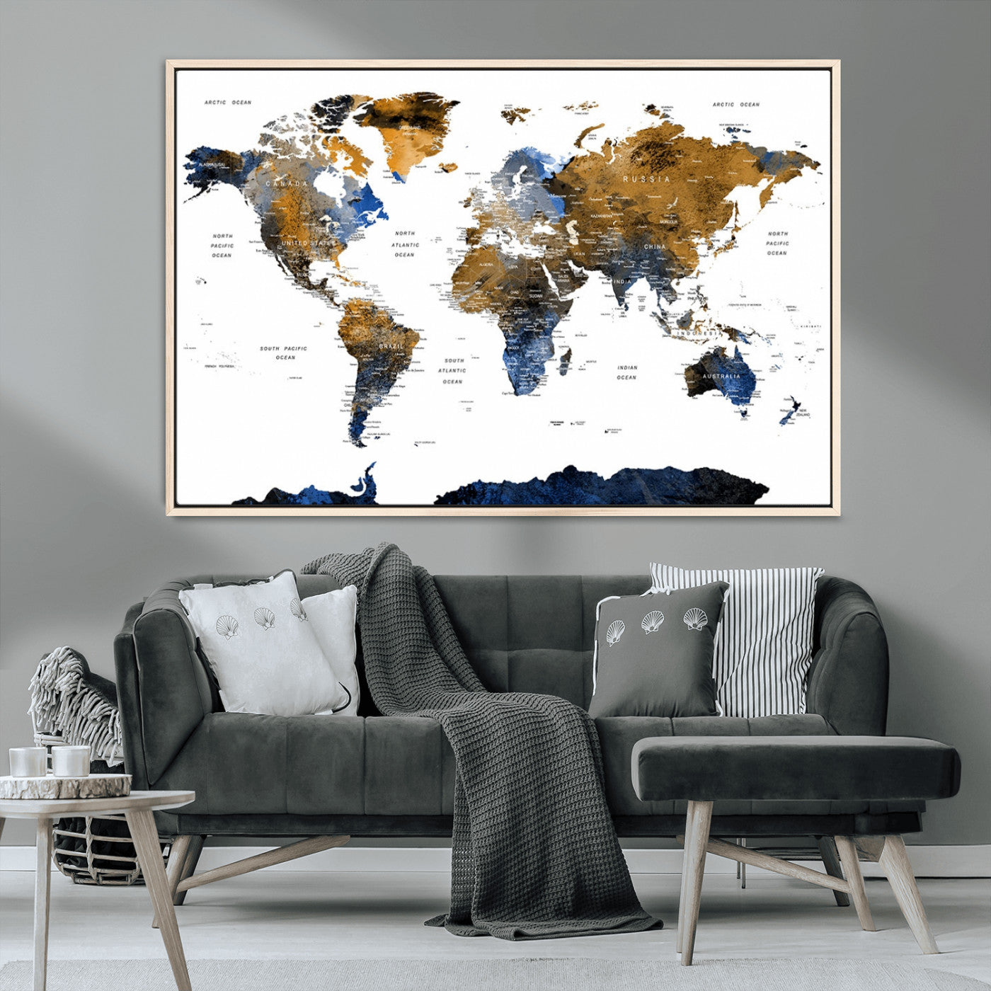 MGV-FC-36X24 - World Map Wall Art Canvas Print for Home and Office Decor