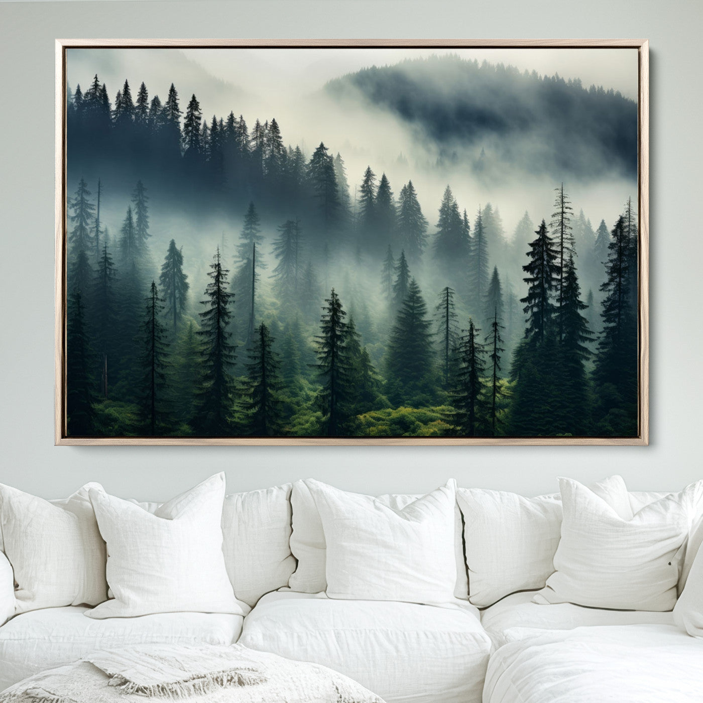 48606-MGV-FC-36X24_Natural-Captivating Misty Forest Wall Art Premium Canvas Print a Foggy and Serene Atmosphere