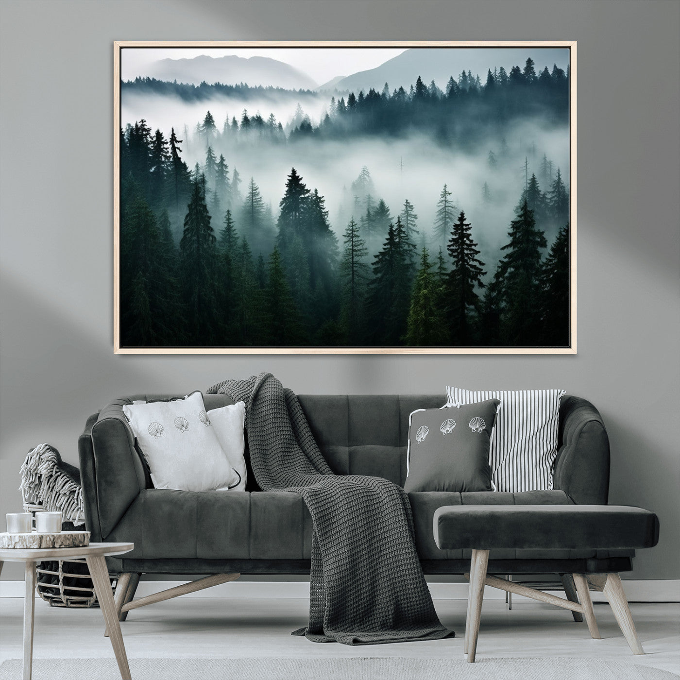 MGV-FC-36X24 - Captivating Misty Forest Wall Art Canvas, Premium Canvas Print a Foggy and Serene Atmosphere