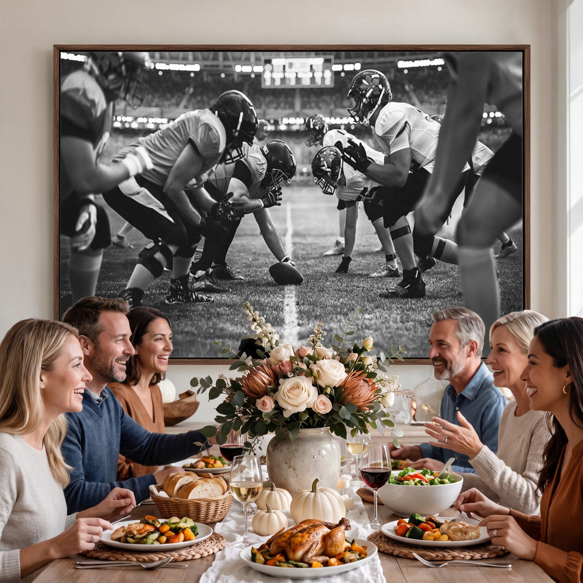 13273-MGV-CV-36X24 - American Football Wall Art Canvas Print Framed Stadium Sport