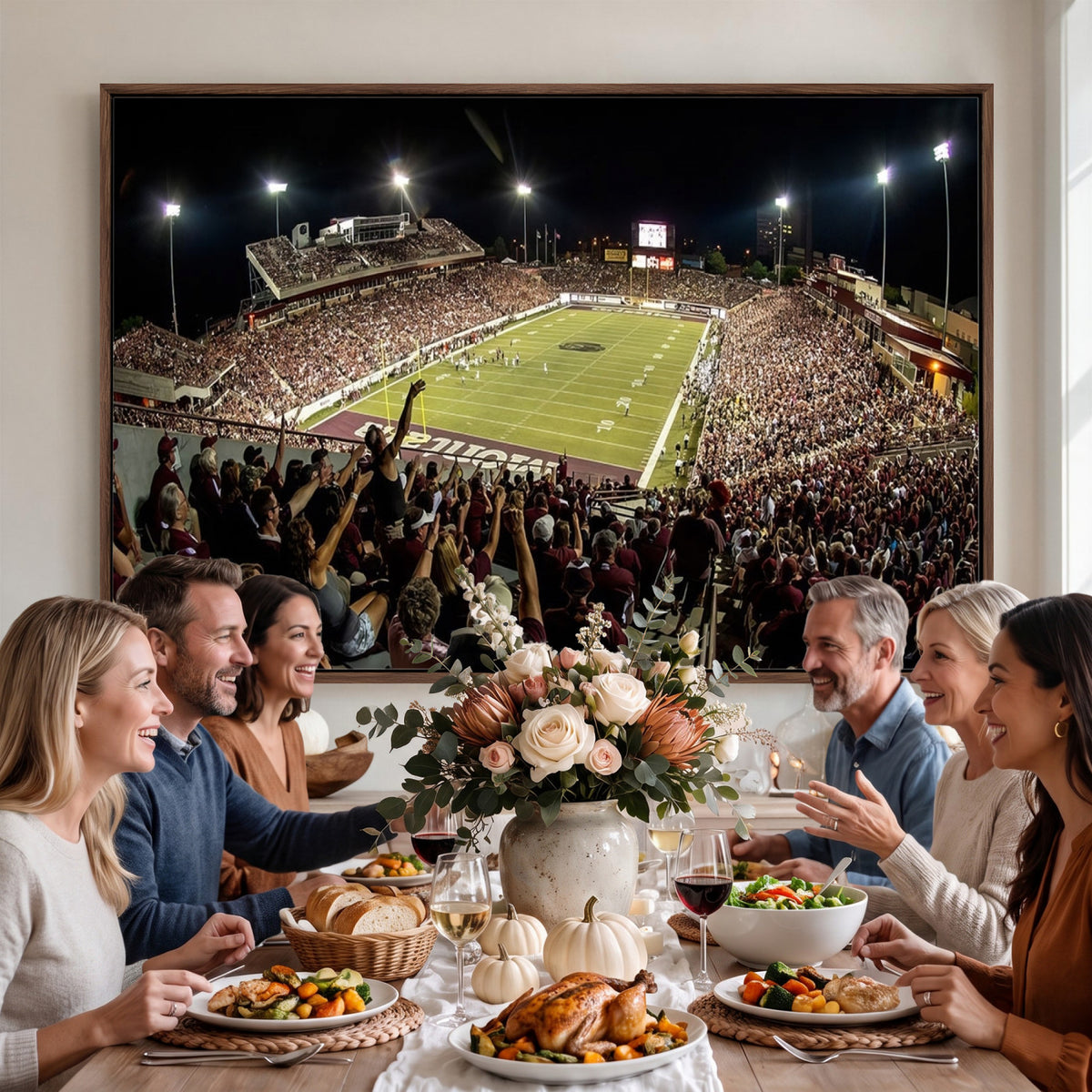 94126-MGV-CV-36X24 - Washington-Grizzly Stadium Canvas Wall Art | Exciting Game Night Atmosphere in Panoramic View