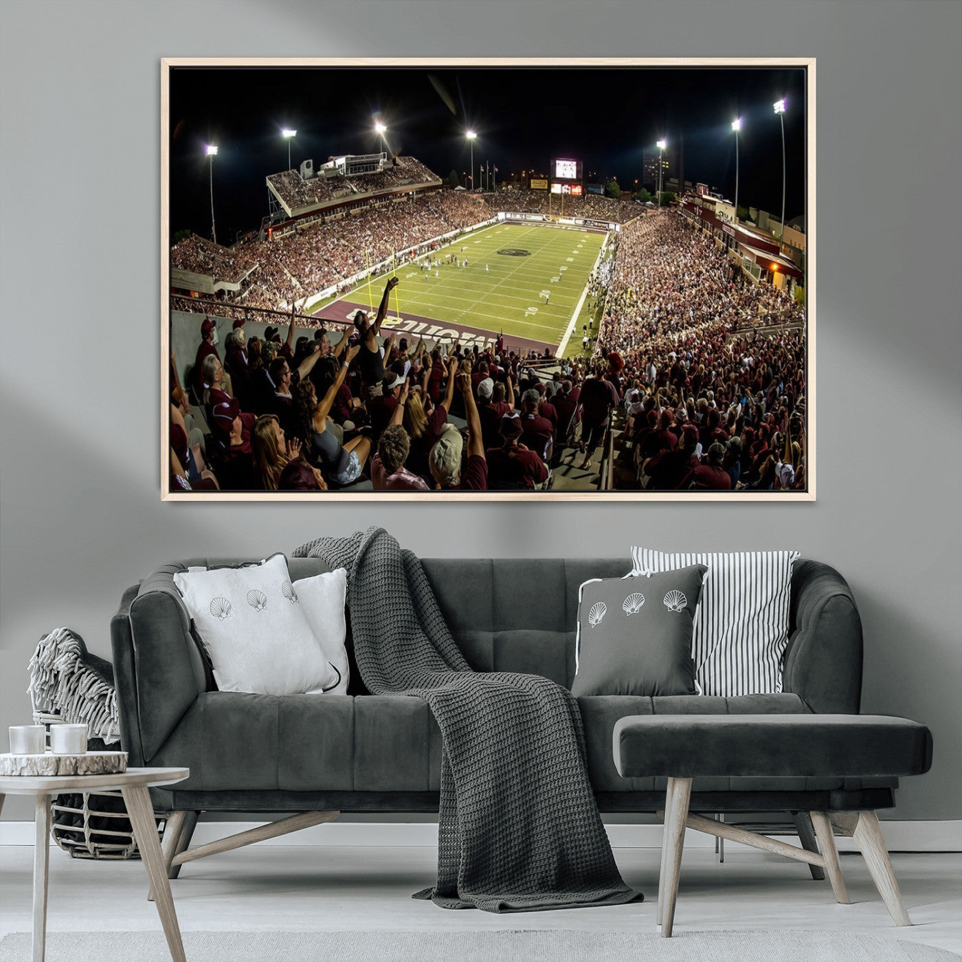 -Washington-Grizzly Stadium Canvas Wall Art – Exciting Game Night Atmosphere Captured in Panoramic