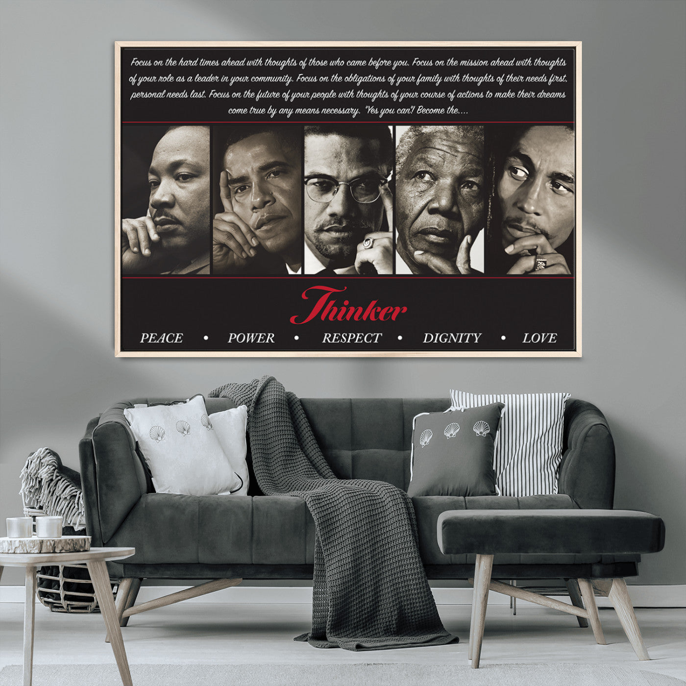 MGV-FC-36X24 - Thinkers of Wall Art Canvas Print - Inspirational Wall Art Featuring Icons of Peace, Power, and