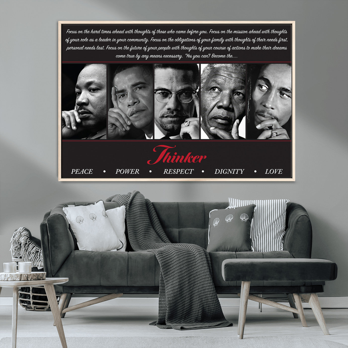 MGV-FC-36X24 - Thinker Peace Power Respect Dignity Wall Art | Thinkers of Changel Wall Art Featuring Icons of
