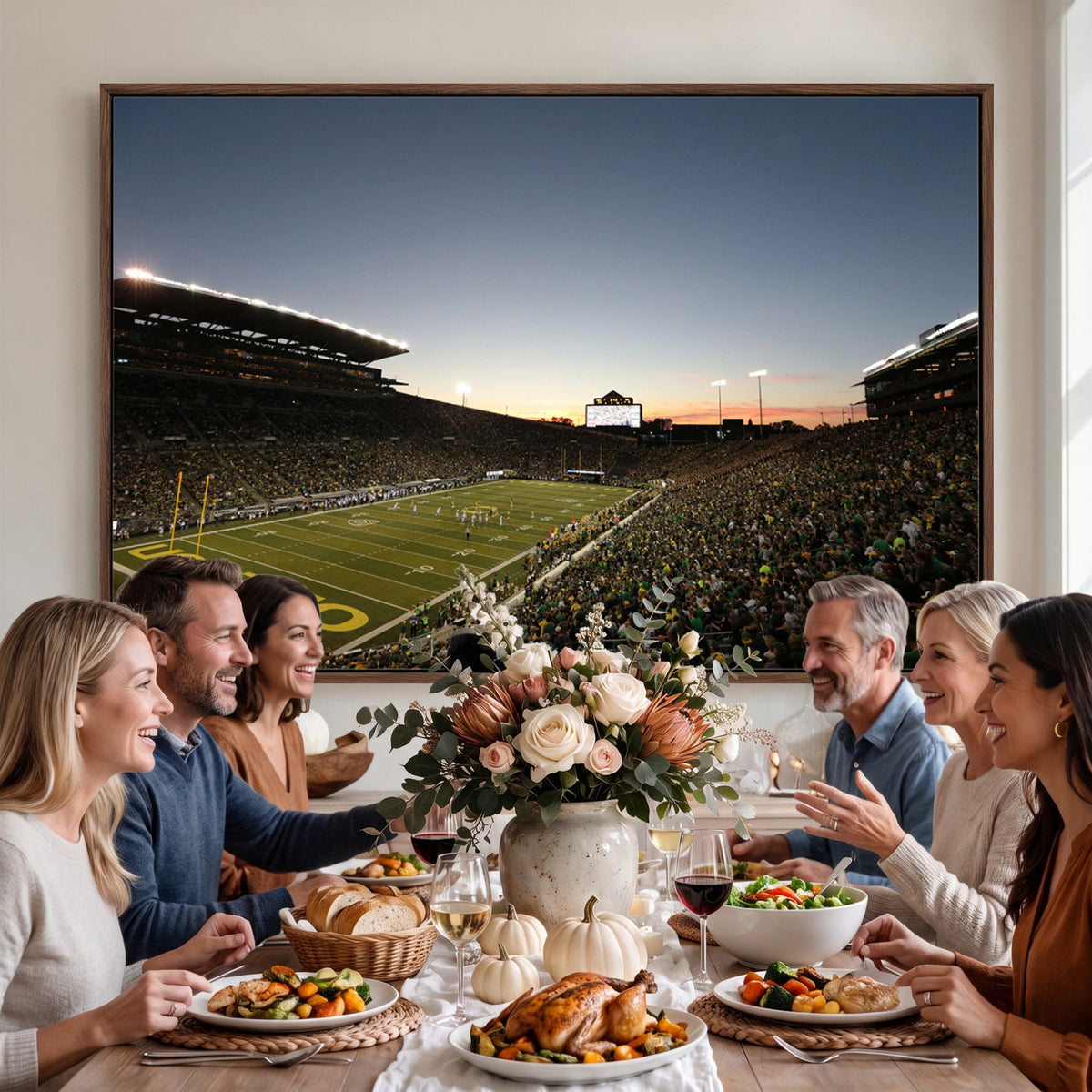 21429-MGV-CV-36X24 - Oregon Ducks Football Team Print - Eugene Autzen Stadium Wall Art Canvas Print